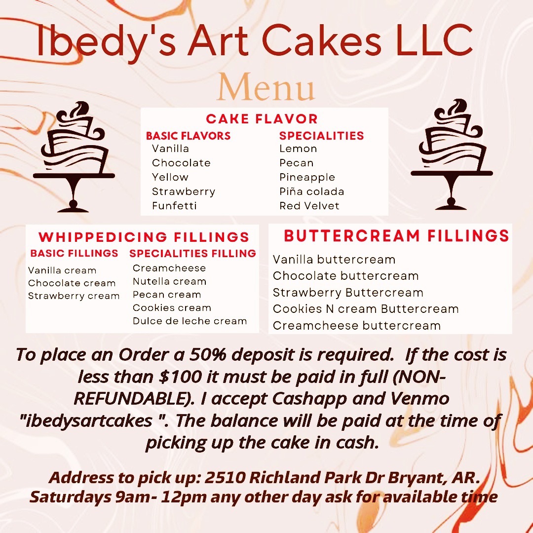 Ibedy's Art Cakes LLC Menu