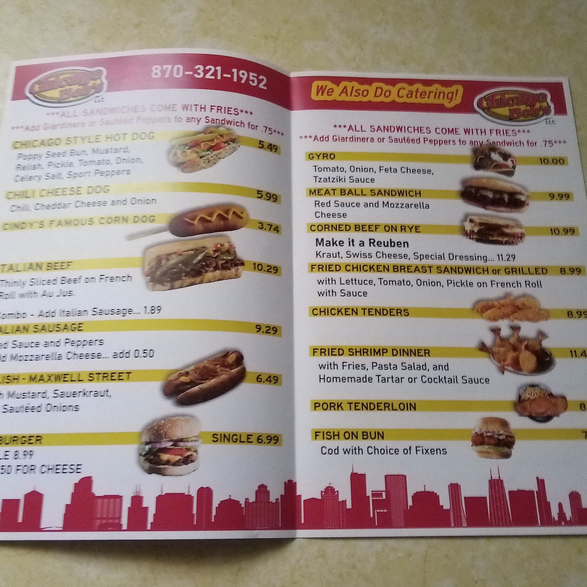 Chicago Bob's Menu