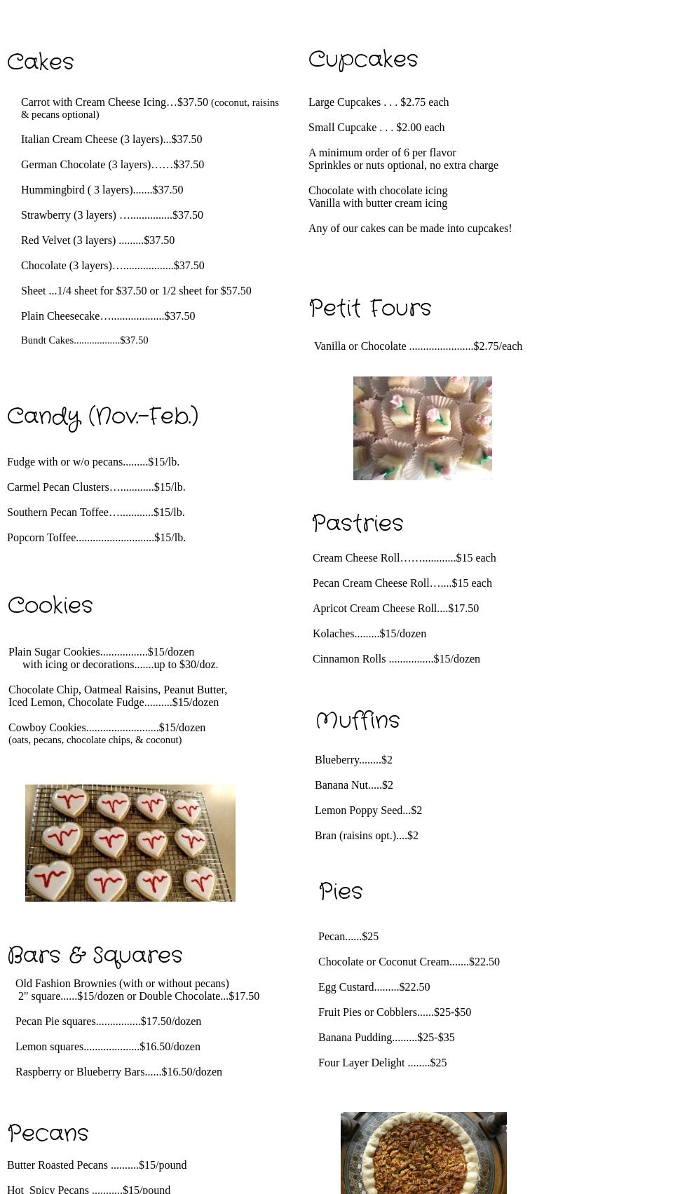 The Pink Mixers Menu