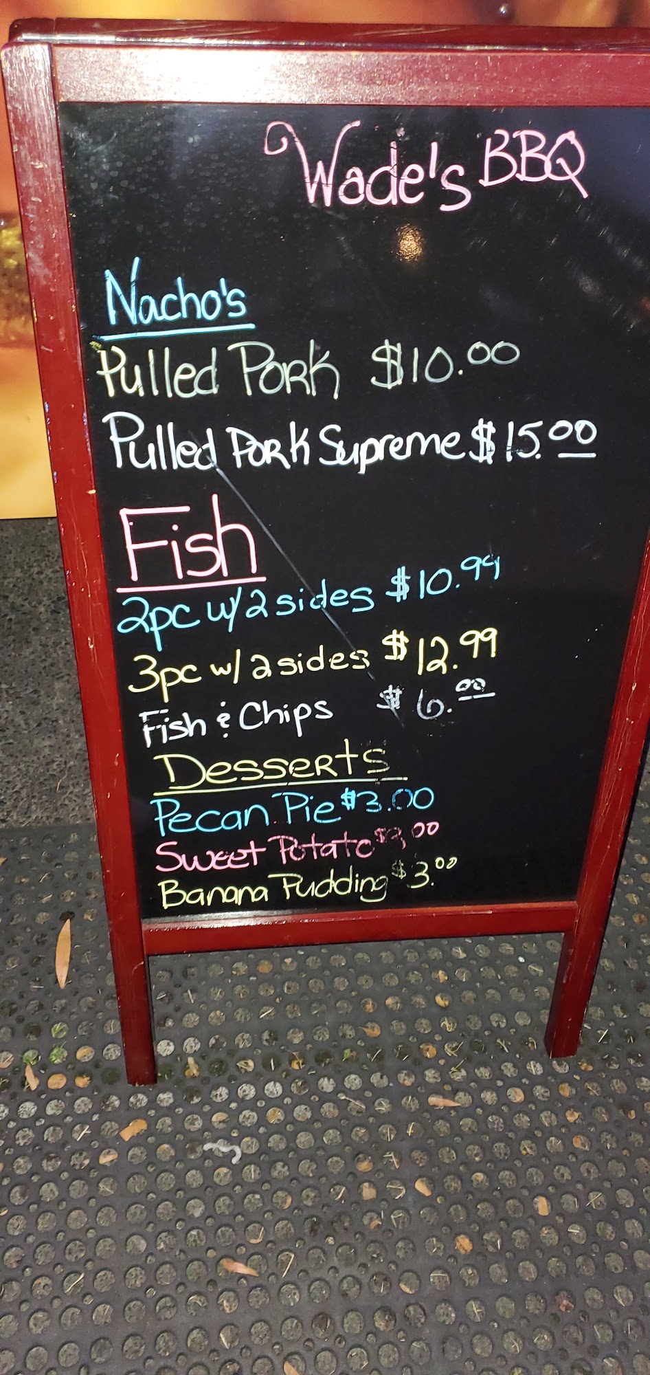 Wade’s BBQ Menu