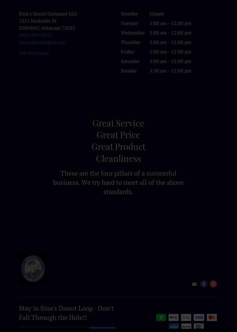 Sina's Donuts & Eatery Menu