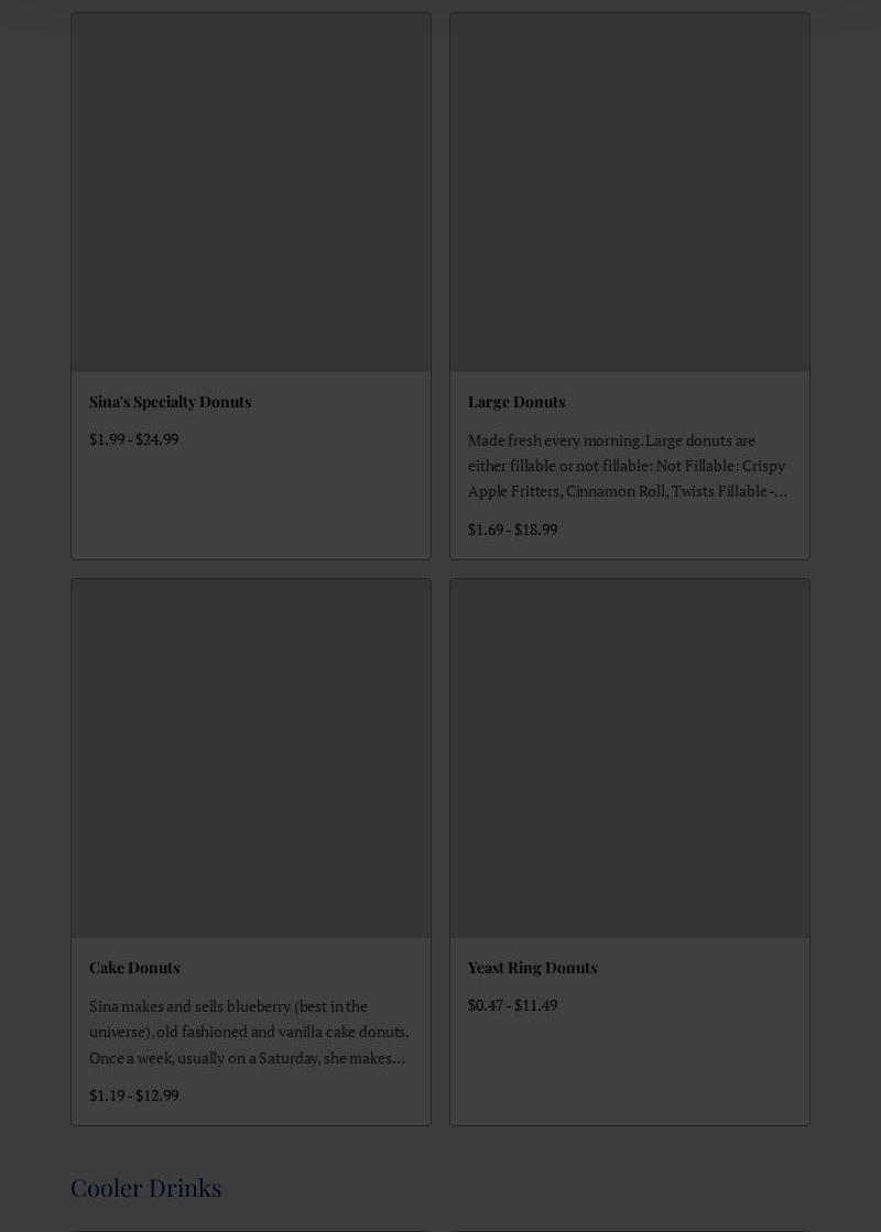 Sina's Donuts & Eatery Menu