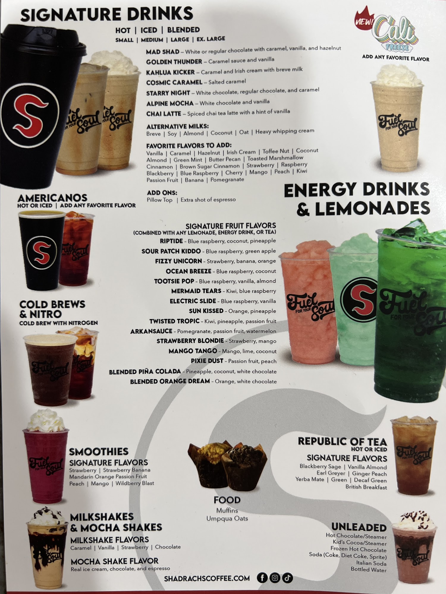 Shadrachs Coffee Conway Menu