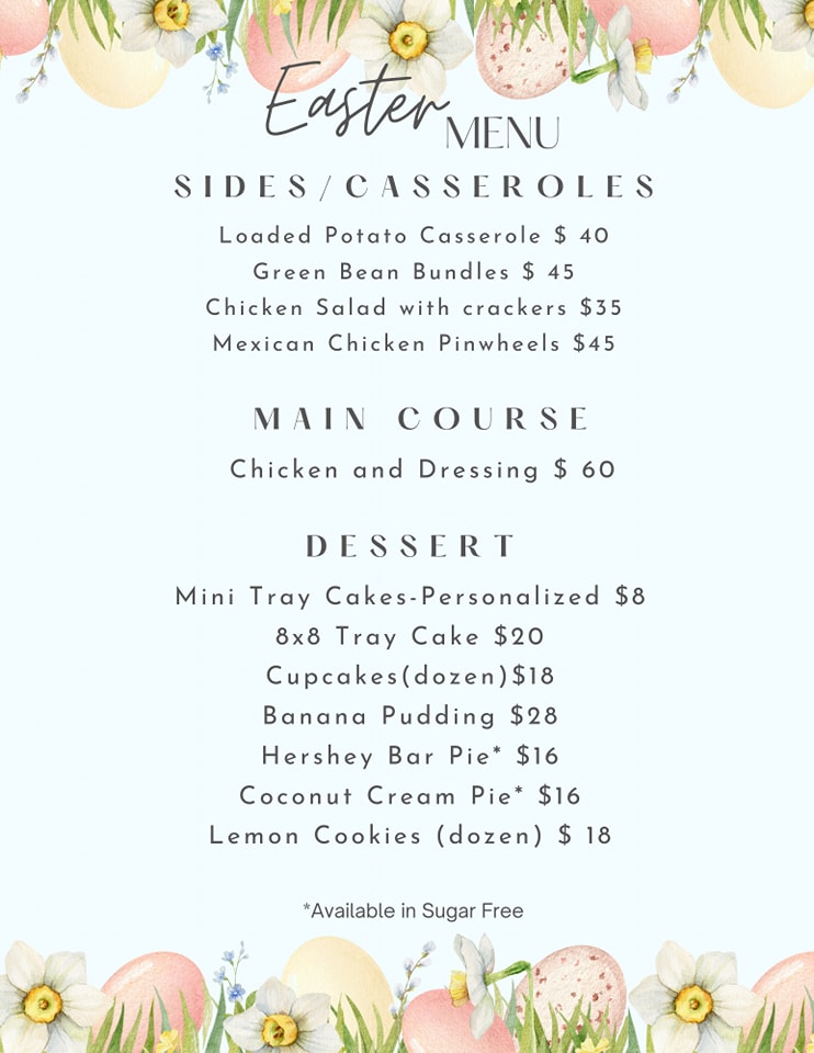 The Cakery Menu