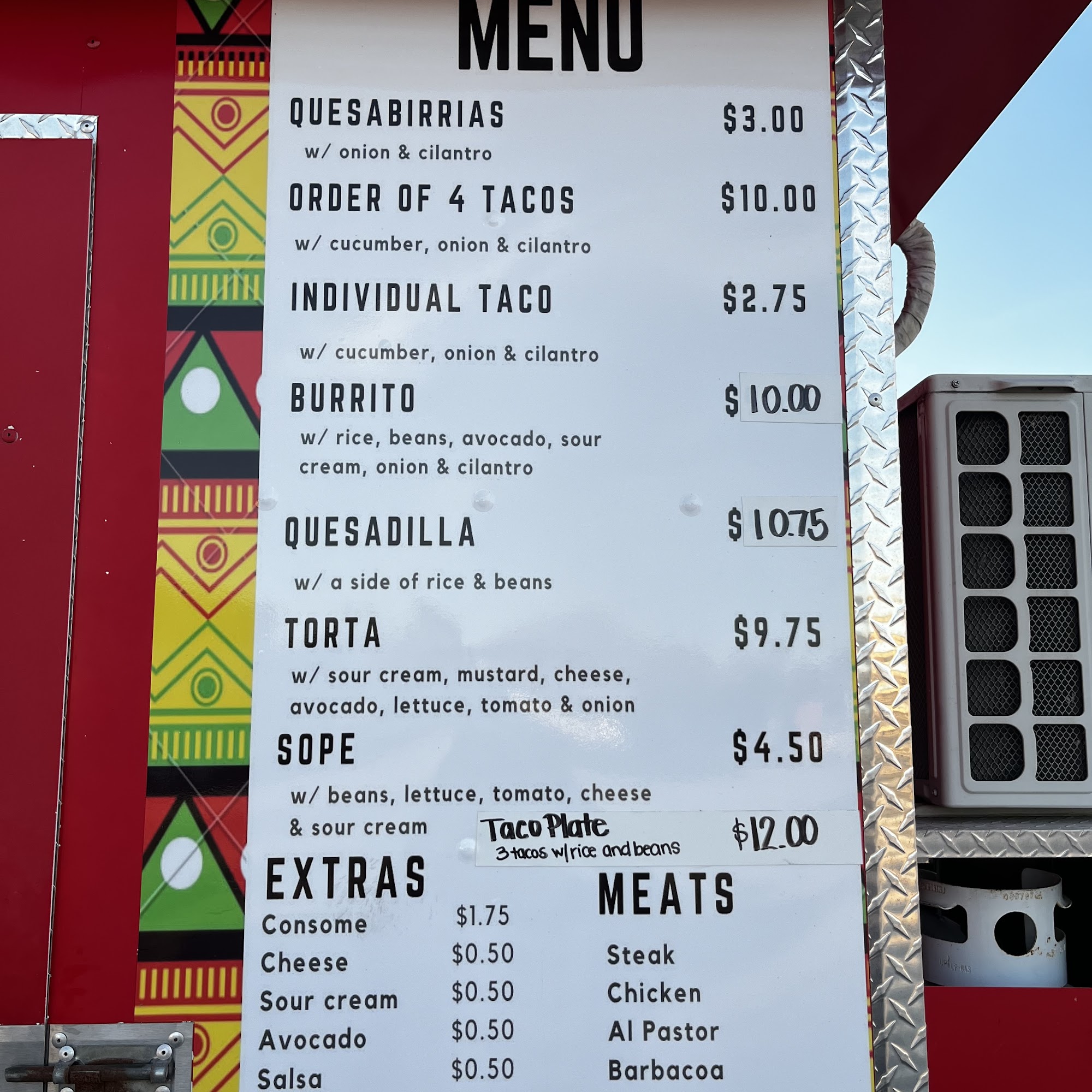 Vicky’s Tacos Mexican Food Menu