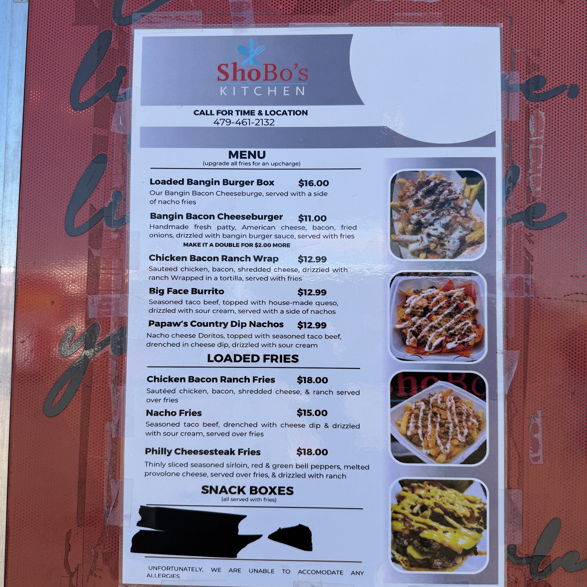 ShoBo’s Kitchen Menu