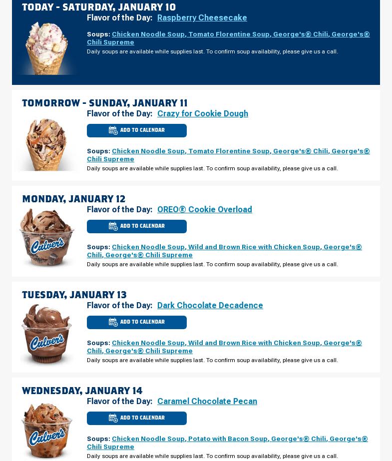 Culver’s Menu
