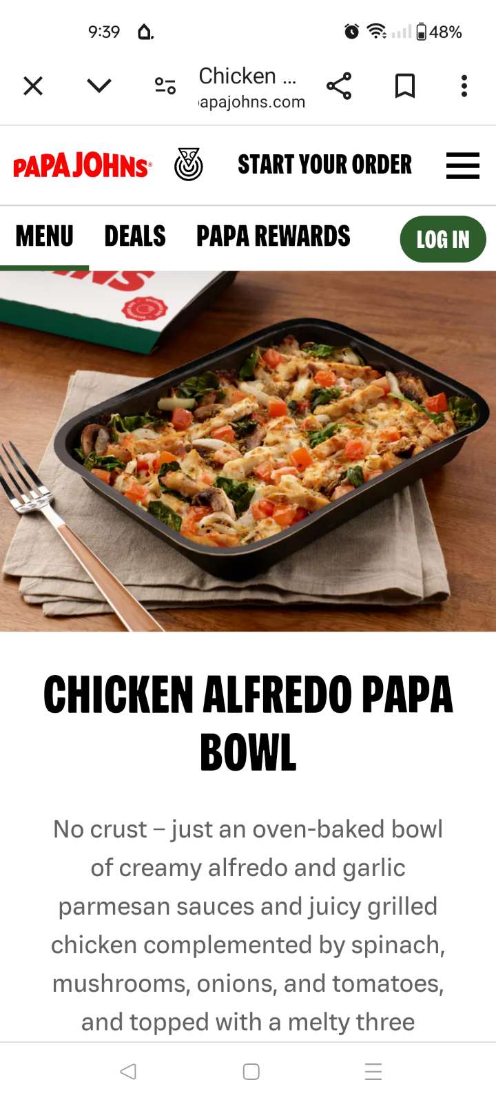 Papa Johns Pizza Menu