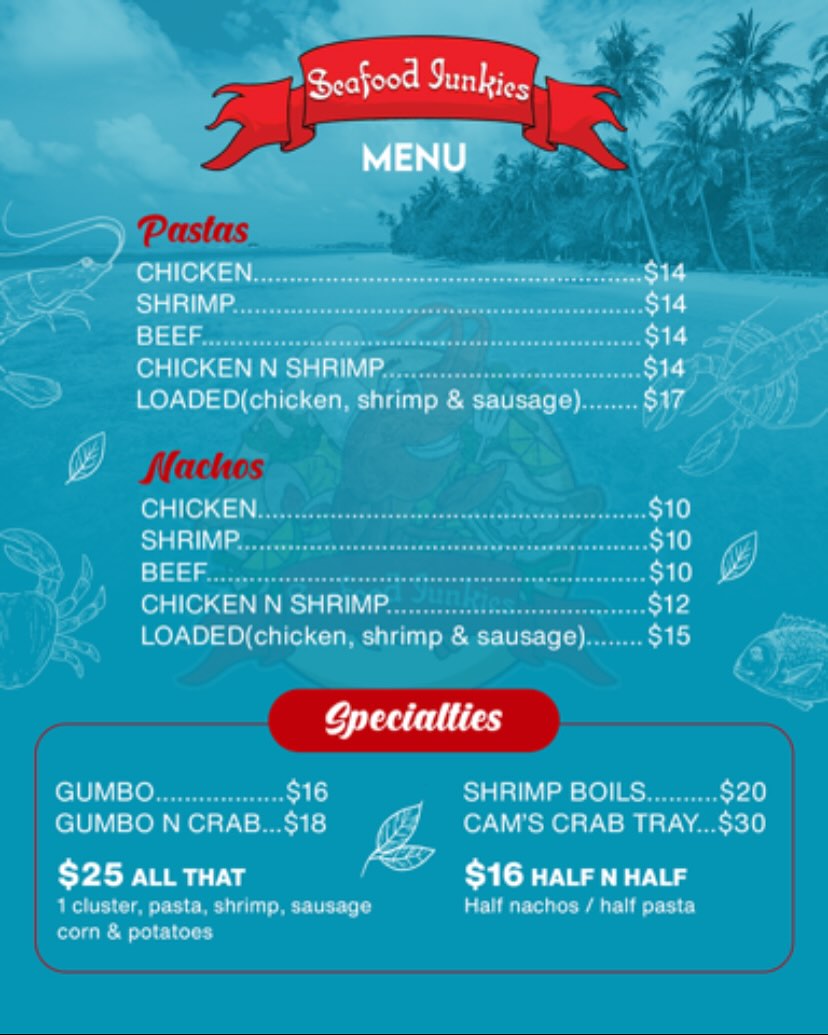 Seafood Junkie Menu