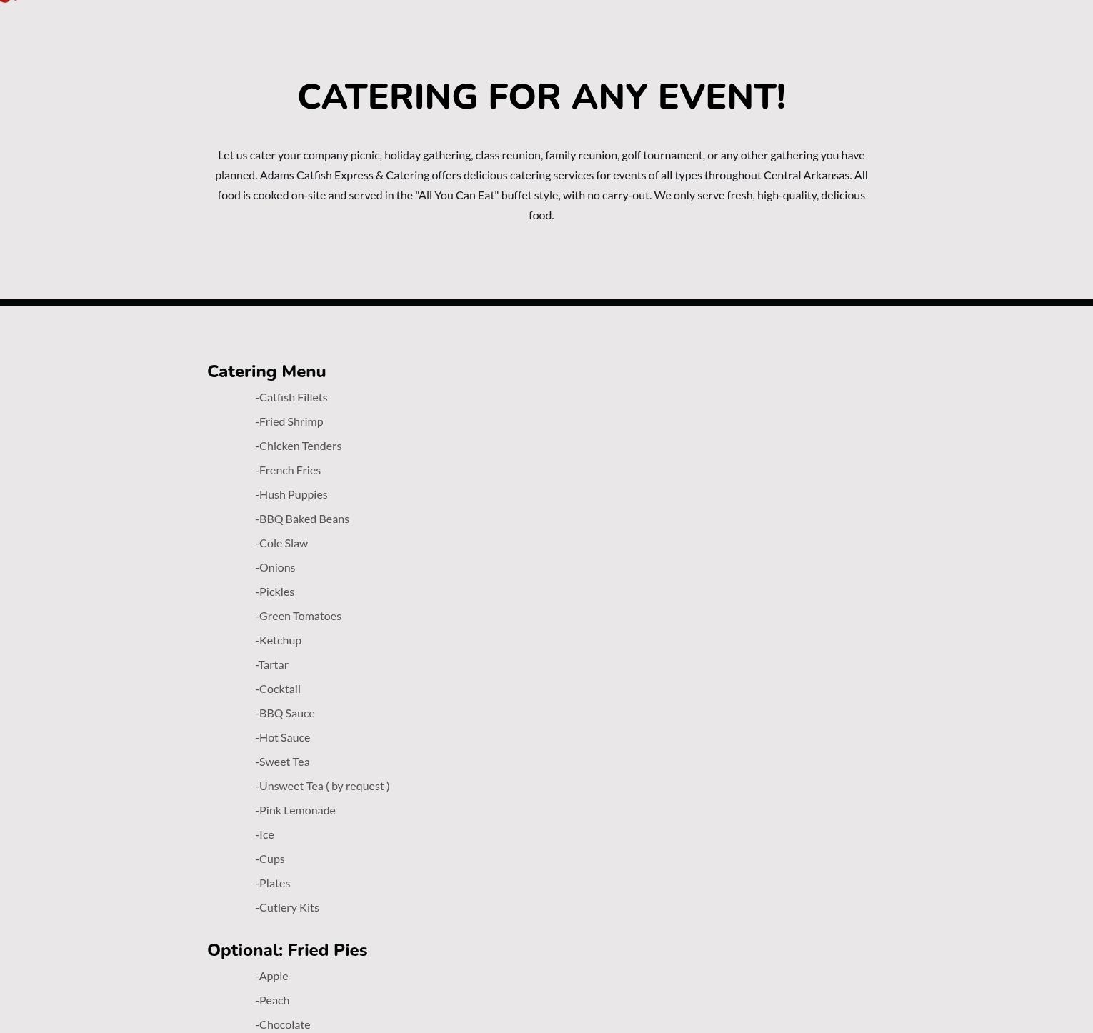 Adams Catfish Express & Catering Menu