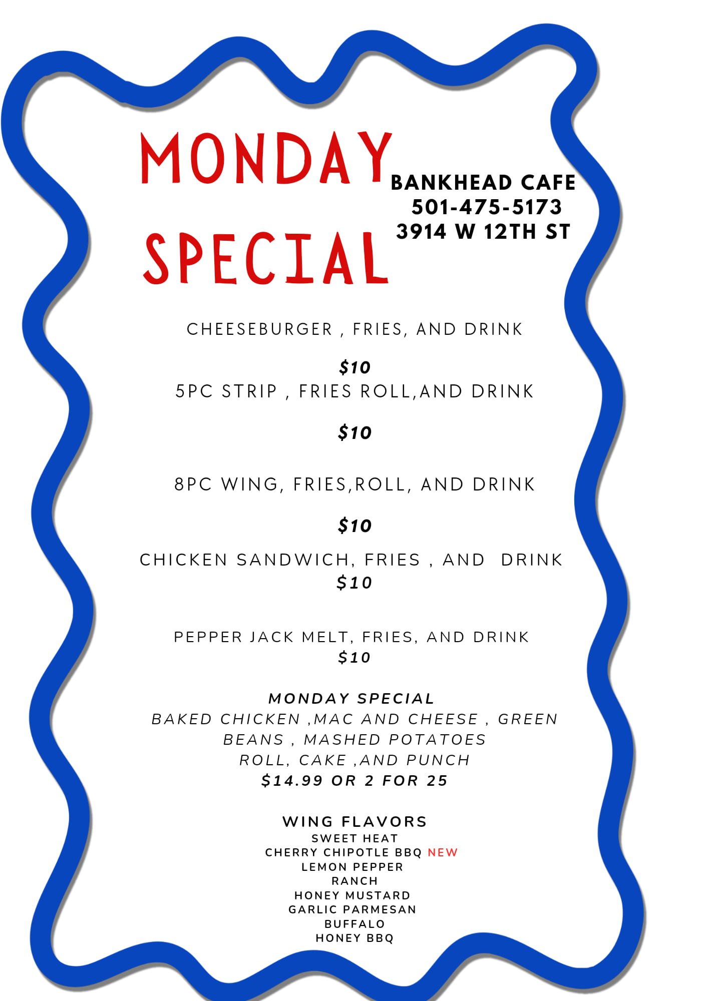 Bankhead Cafe Menu