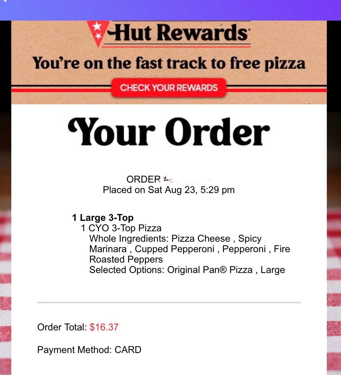 Pizza Hut Menu