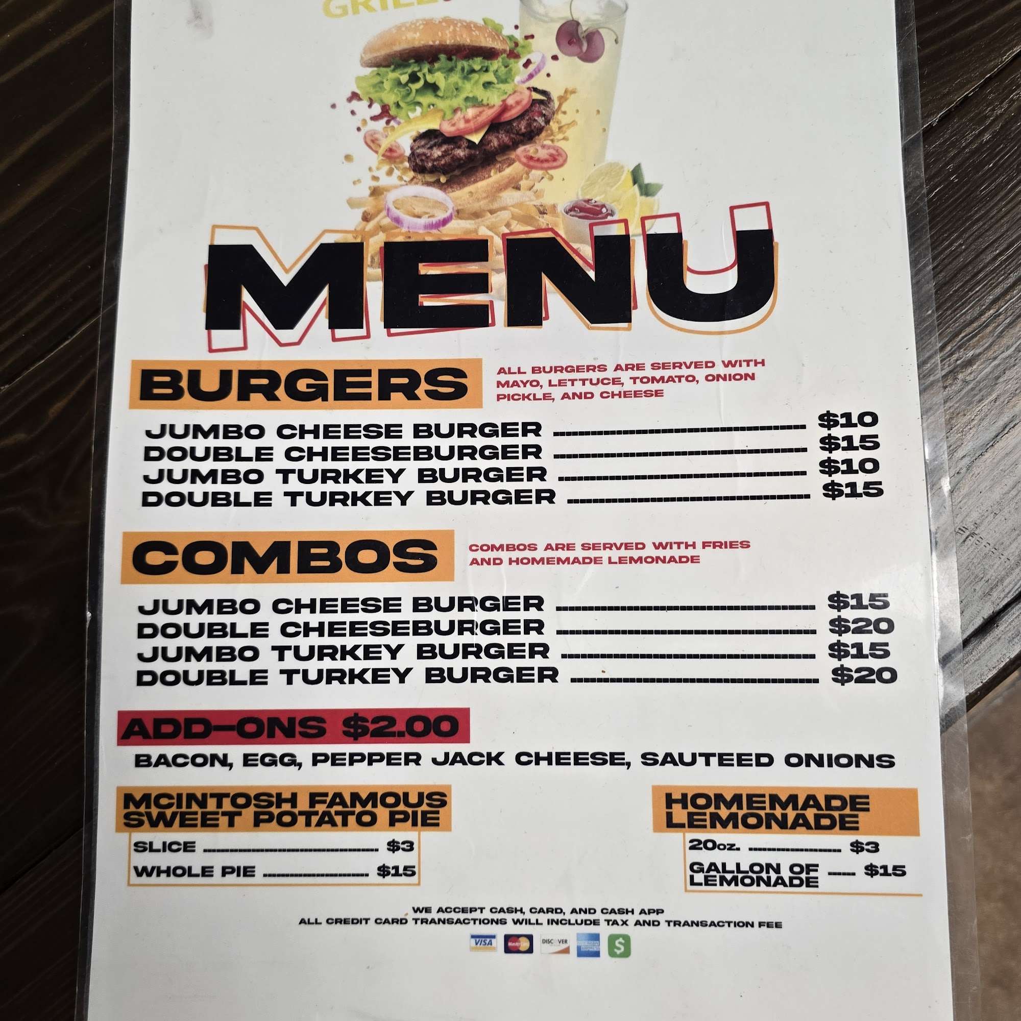 SAY MCINTOSH RESTAURANT Menu
