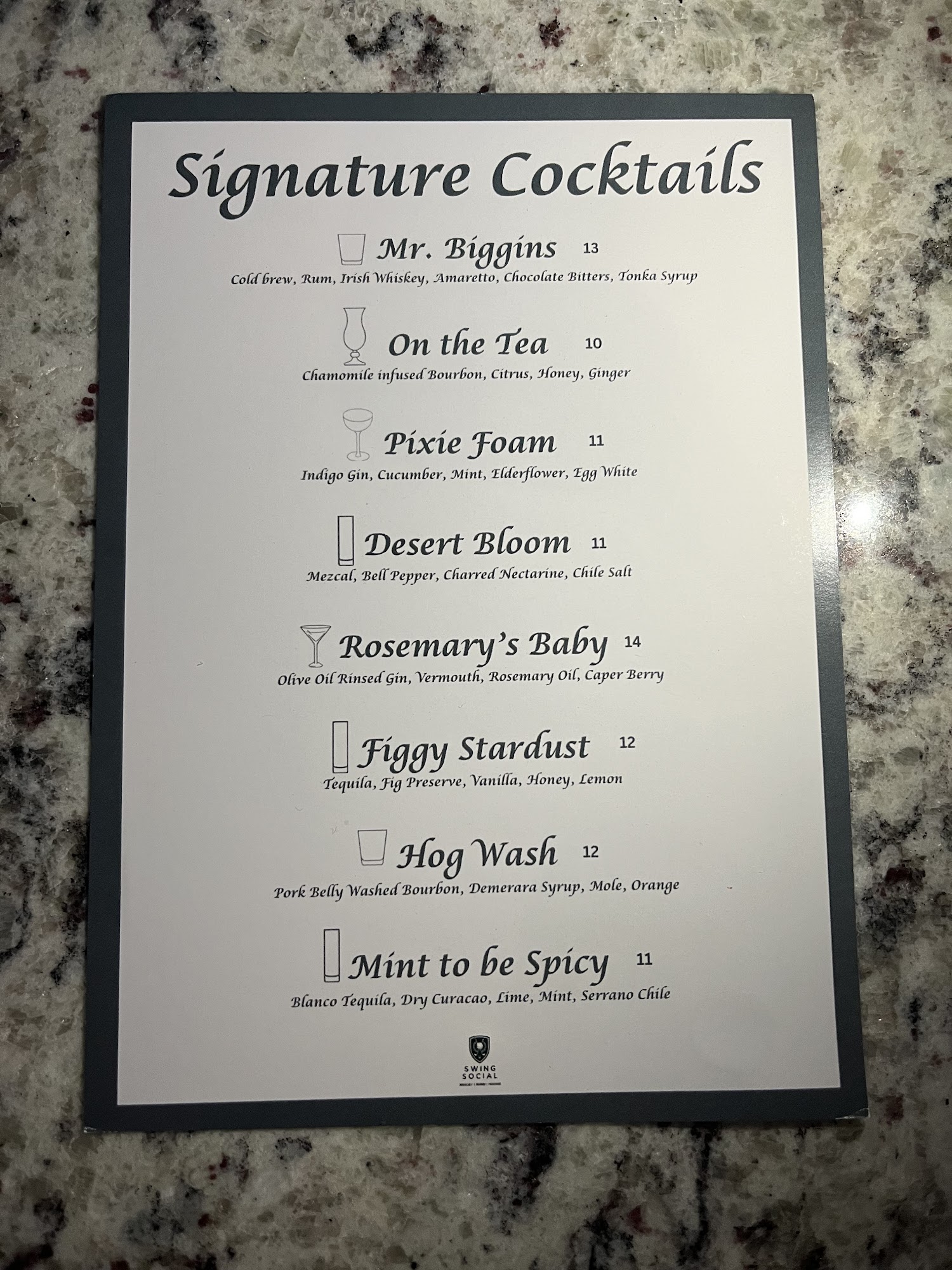 Swing Social Menu