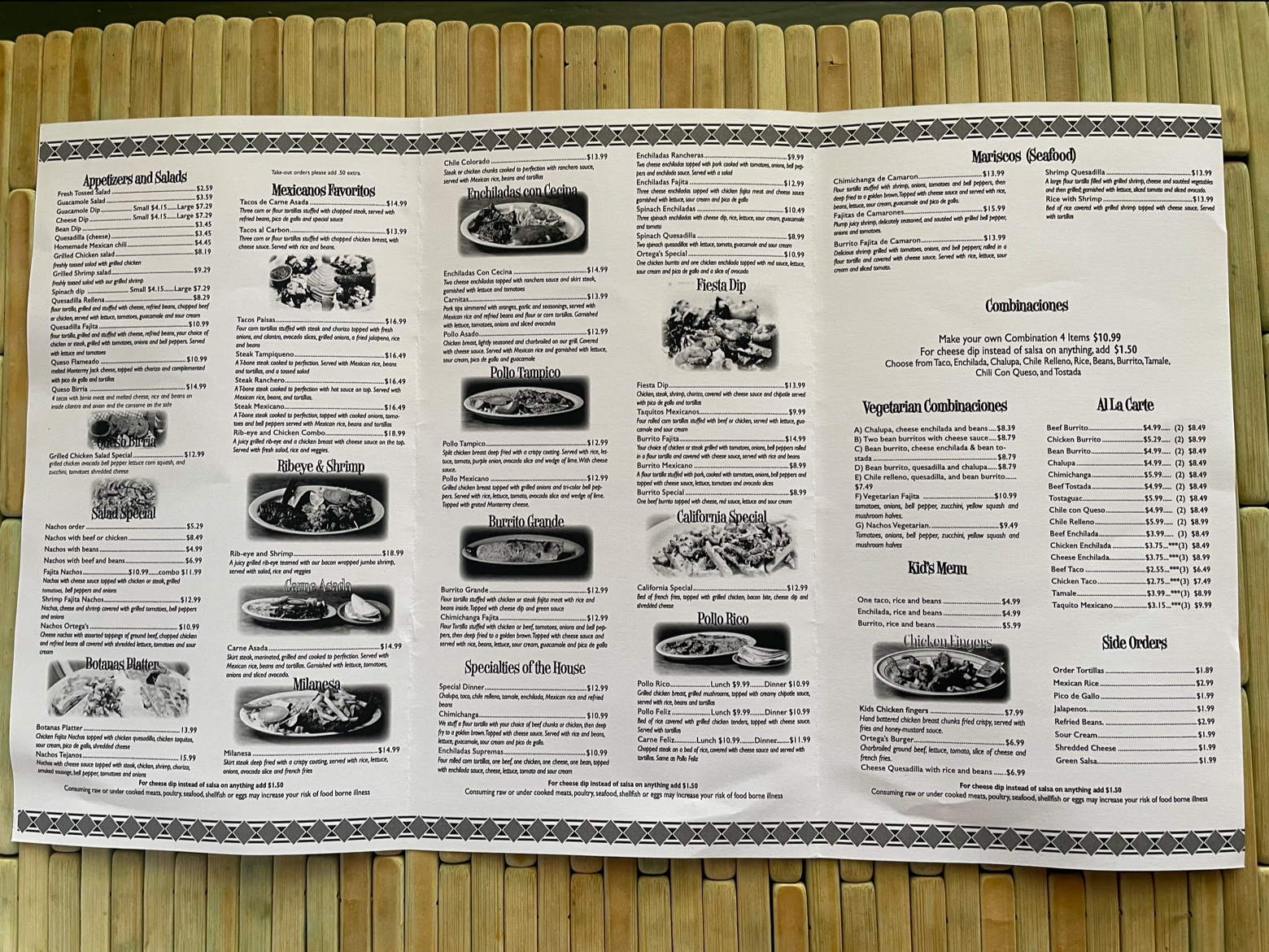 Ortega’s Mexican Restaurant Menu