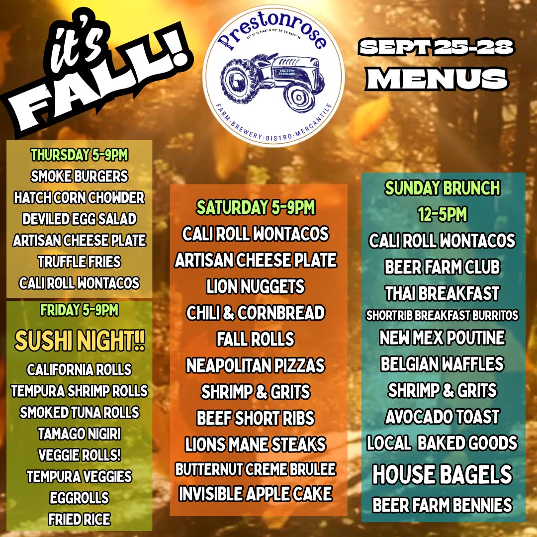 Prestonrose Farm And Brewing Co Menu