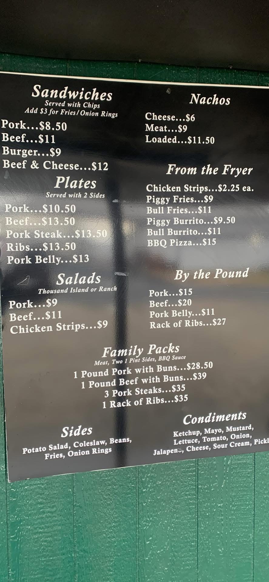 Greene’s BBQ Menu