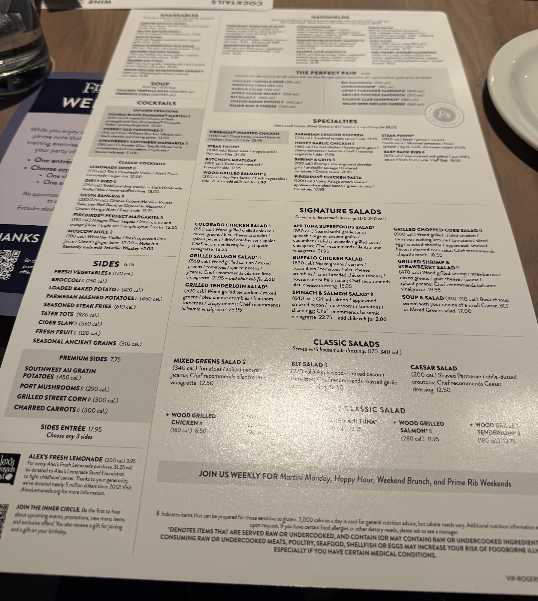 Firebirds Wood Fired Grill Menu
