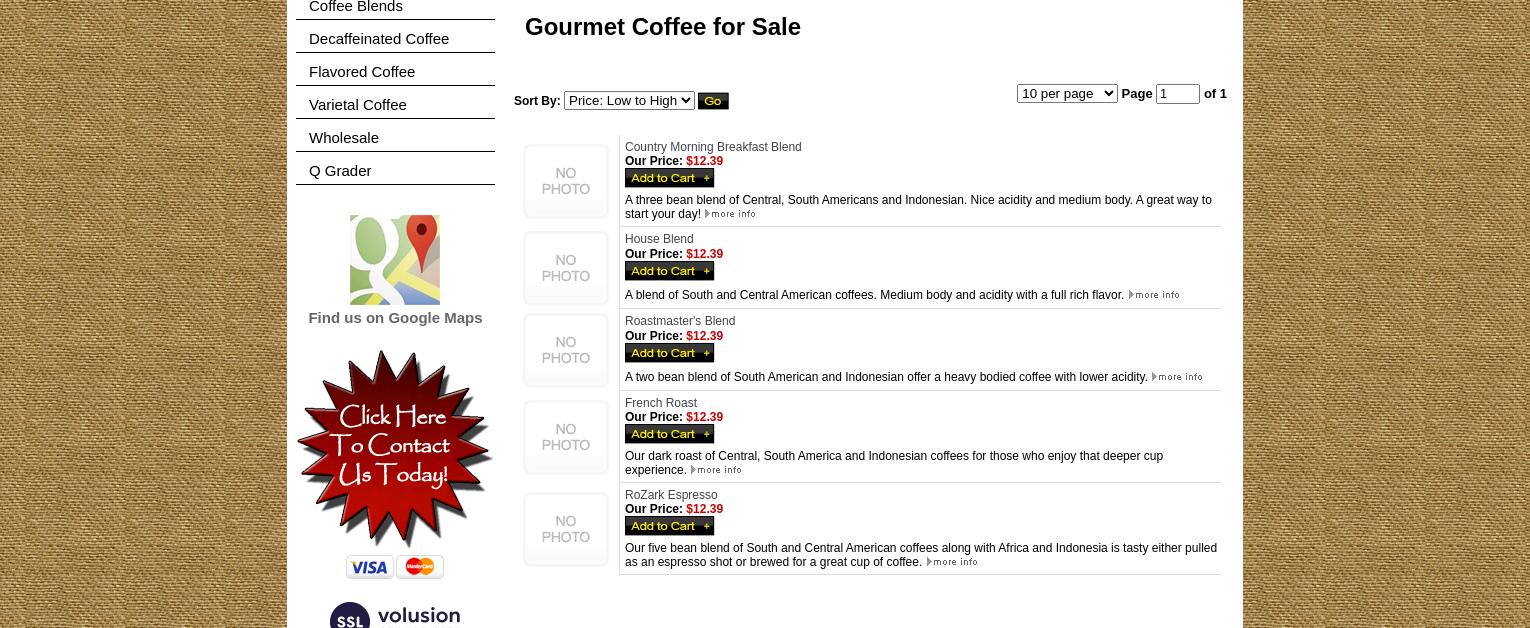 RoZark Hills Coffee Roasterie Menu