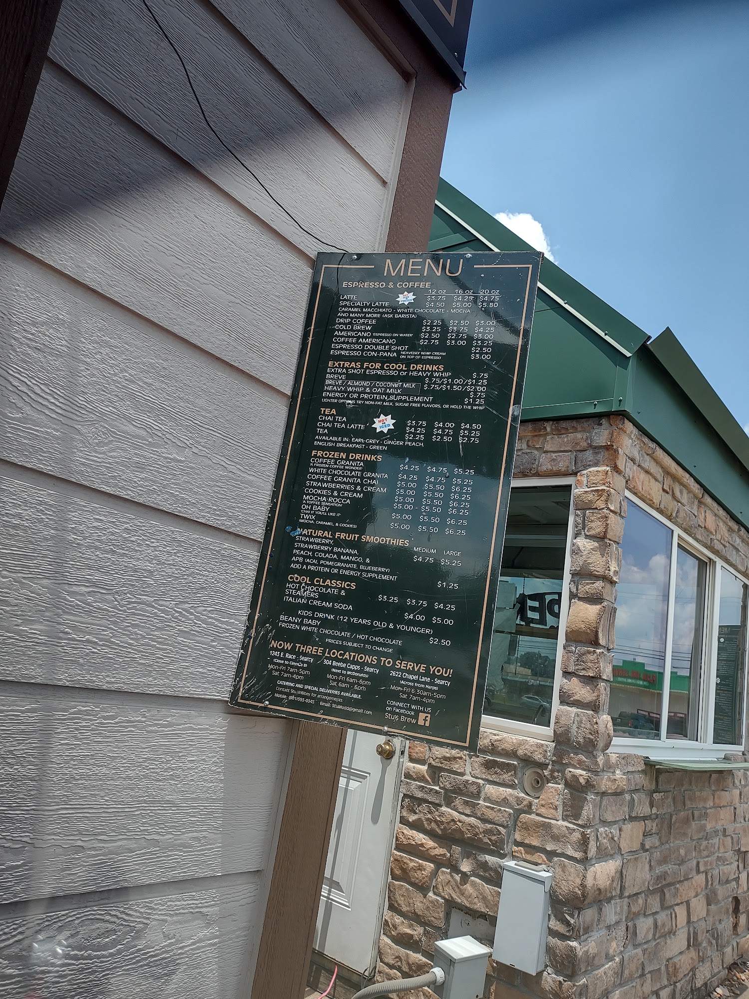 Stu's Brews Coffee & Espresso Menu