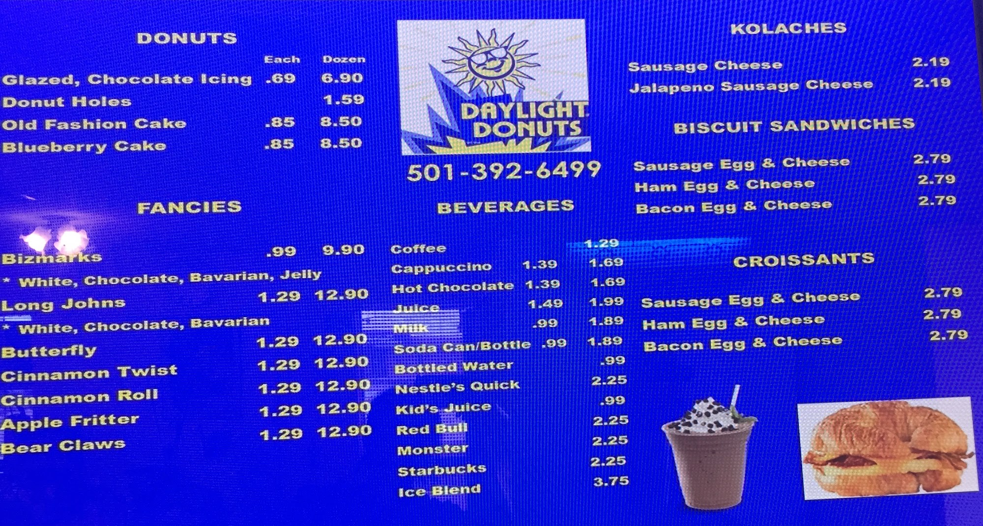 Daylight Donuts Menu