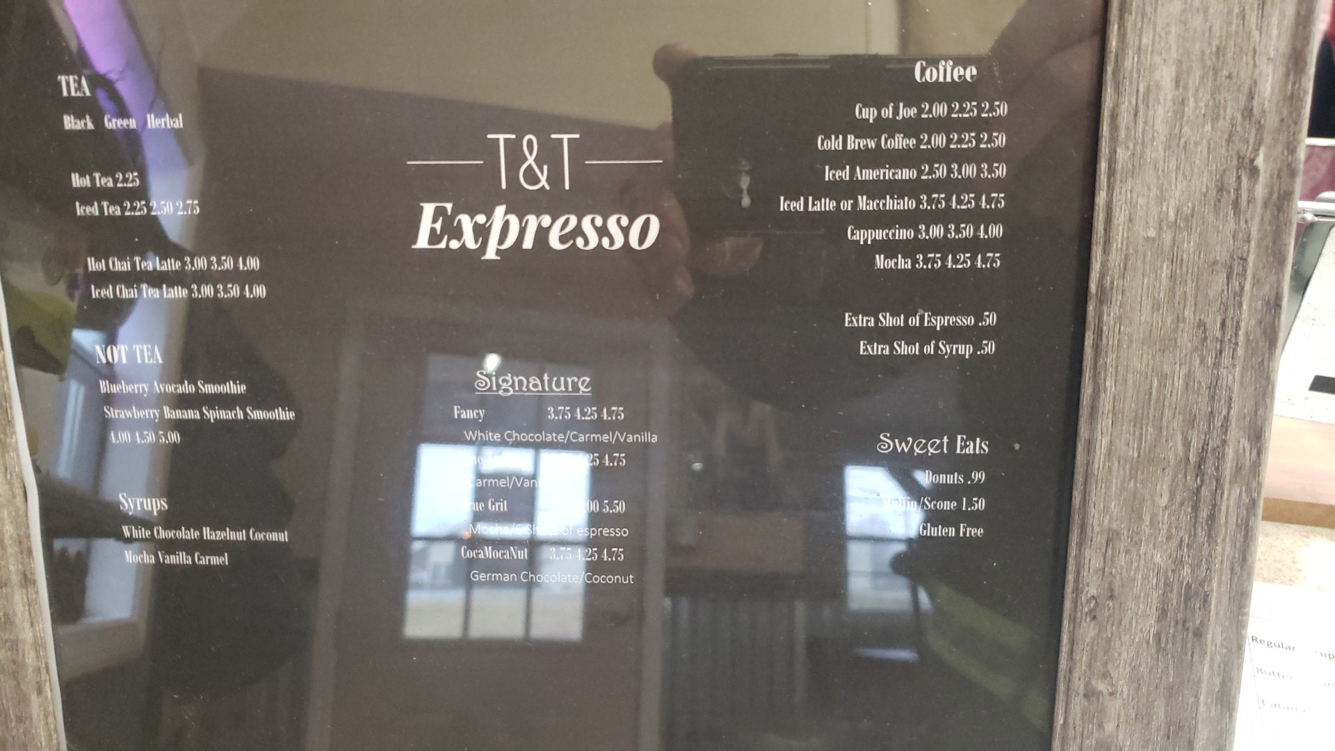 T&T Expresso Menu
