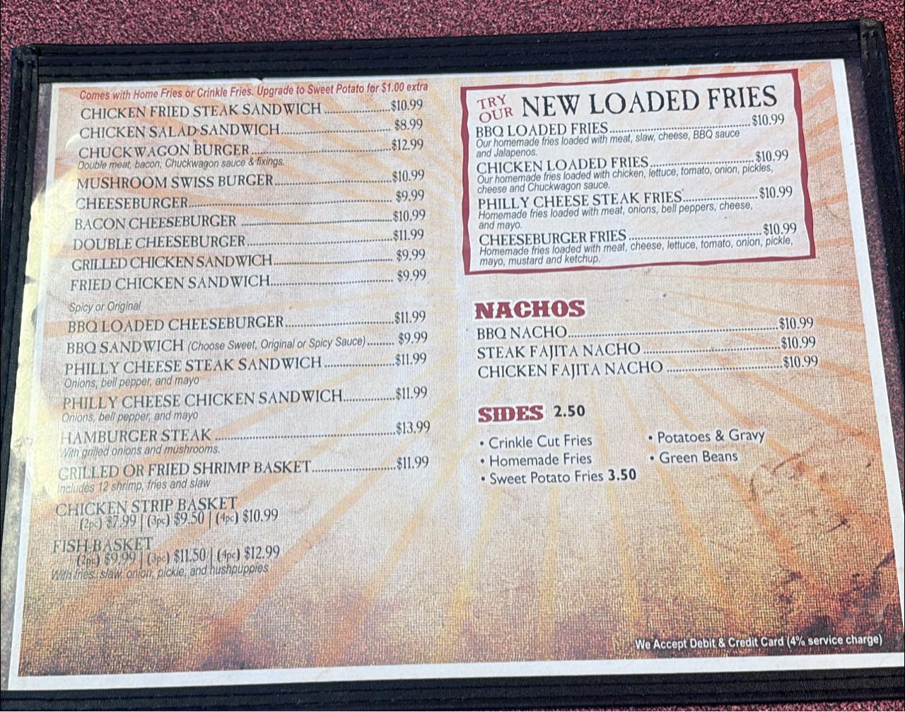 Chuck Wagon Restaurant Menu