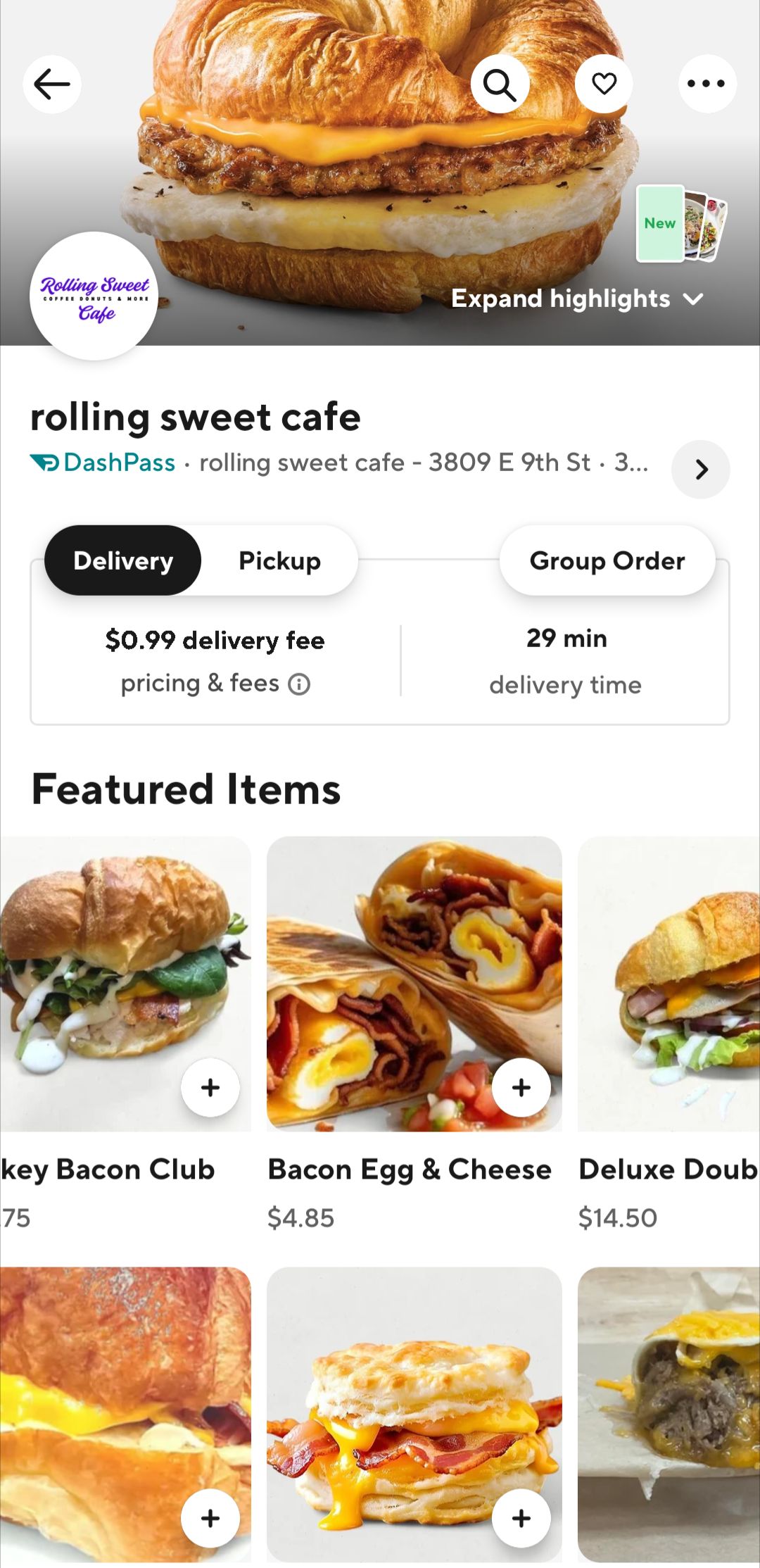 Rolling Sweet Cafe Menu