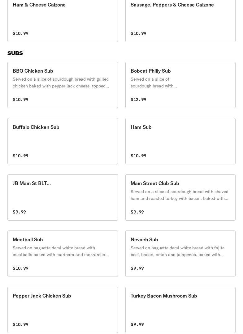 Main Street Pizza Menu