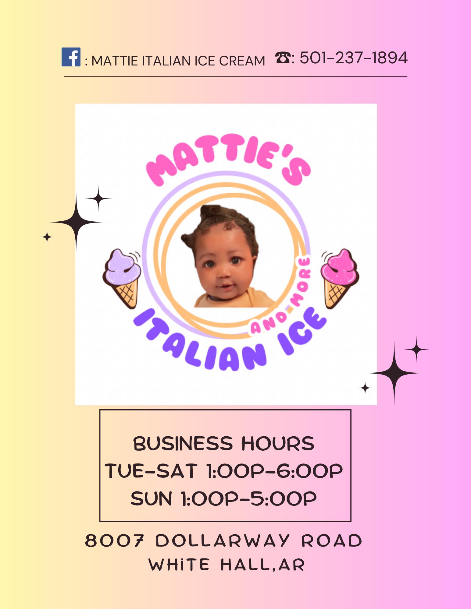 Mattie's Italian Ice Cream Menu