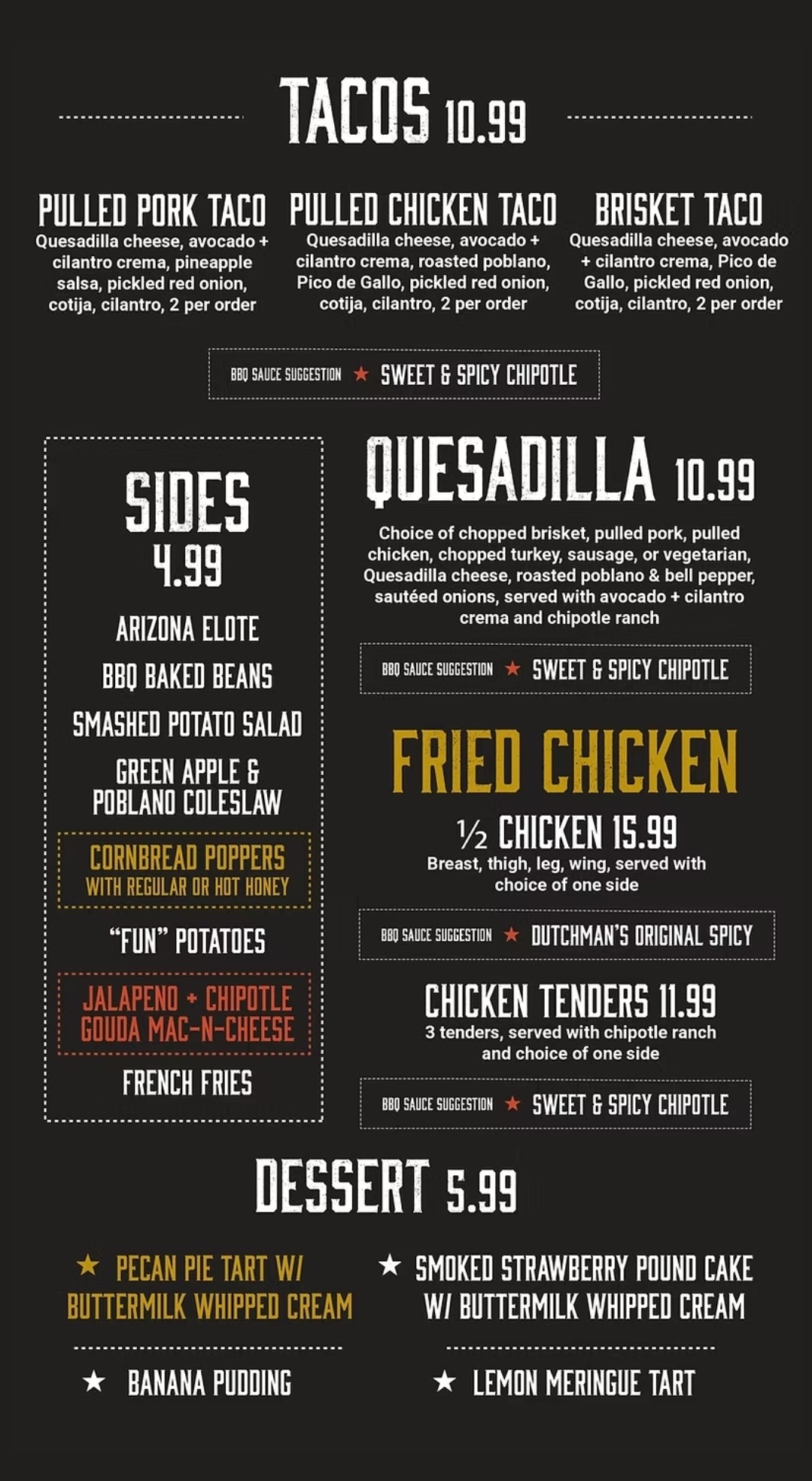 Dutchman's Country BBQ Menu