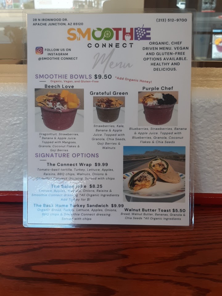 Smoothie Connect Menu