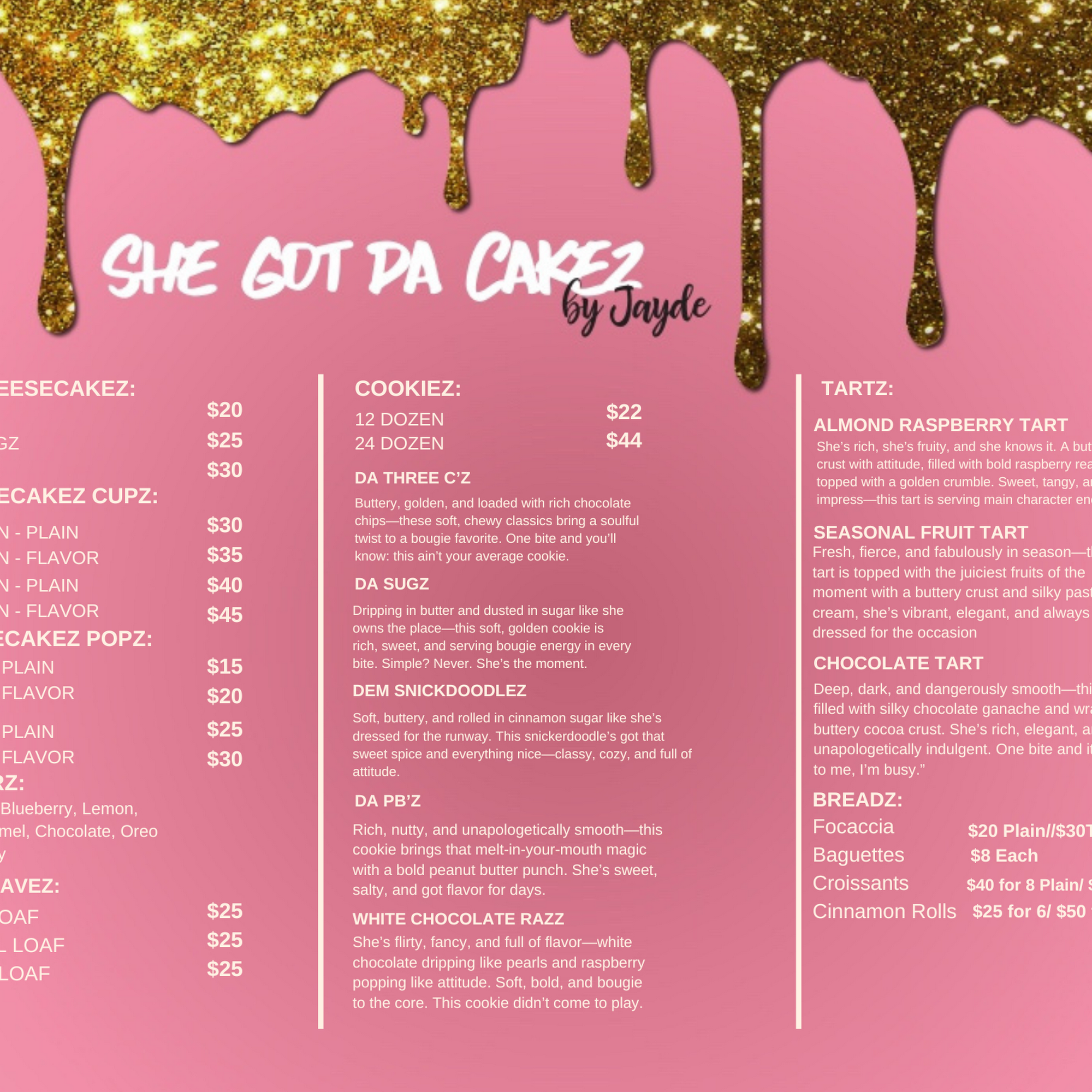 SheGotDaCakez Menu
