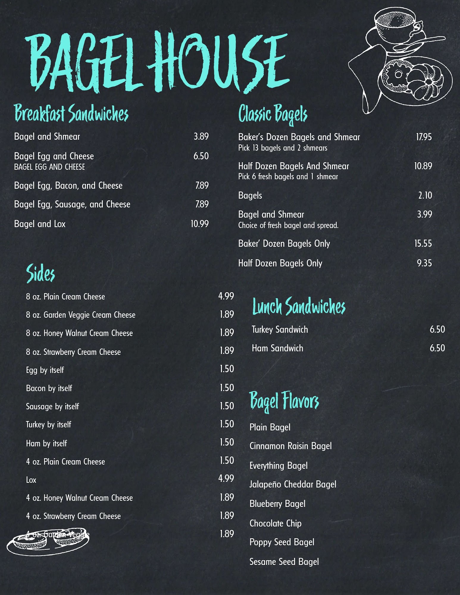 Bagel House Menu