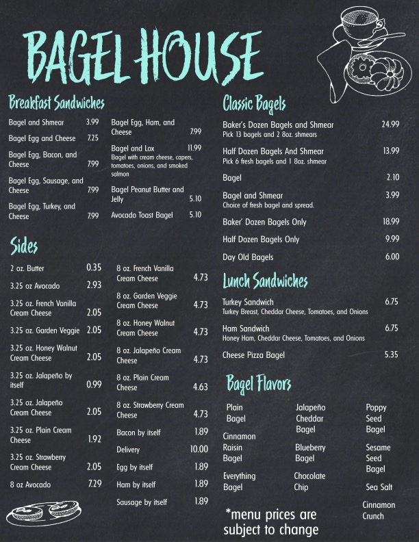 Bagel House Menu