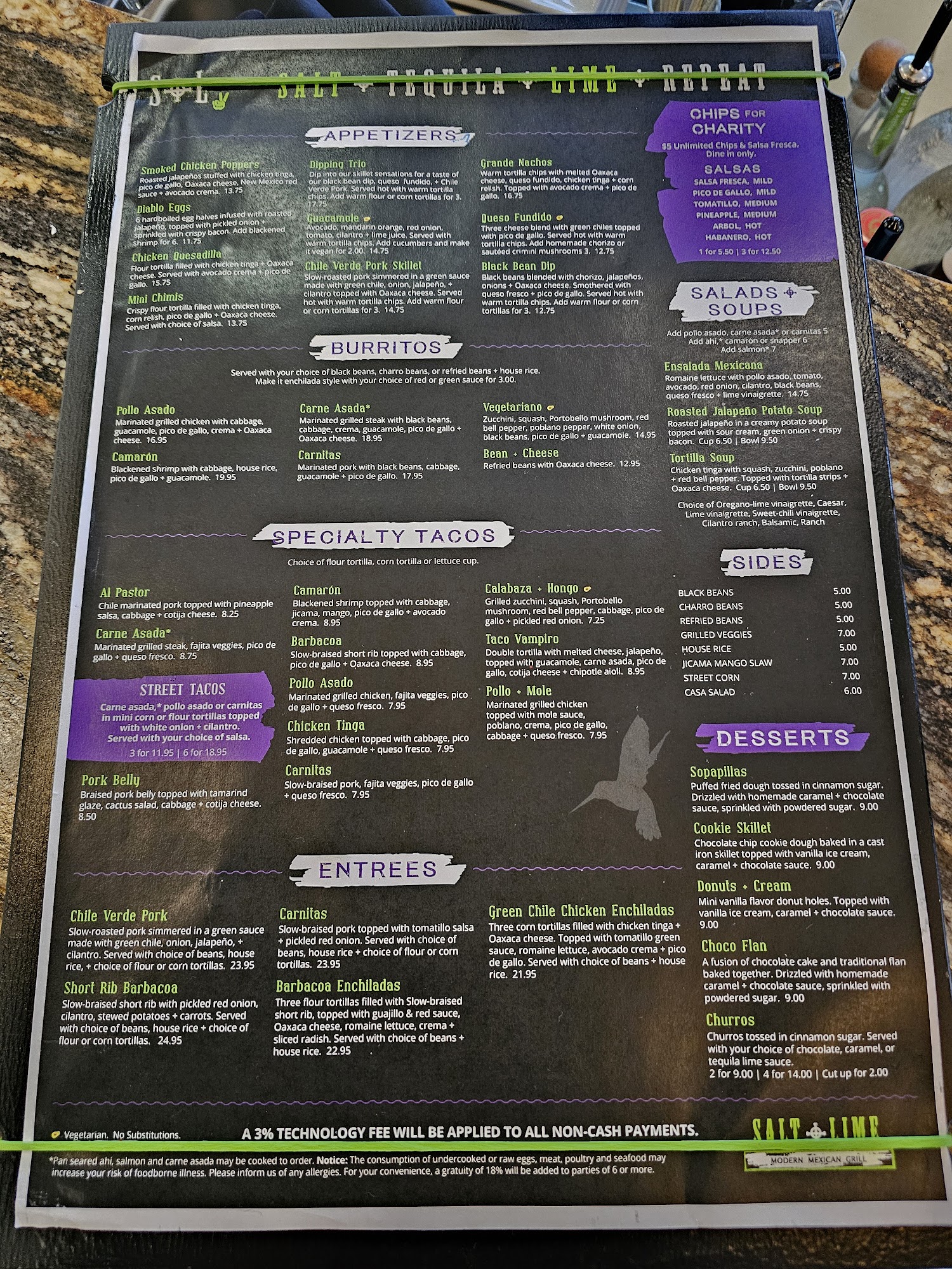 Salt and Lime Modern Mexican Grill Menu