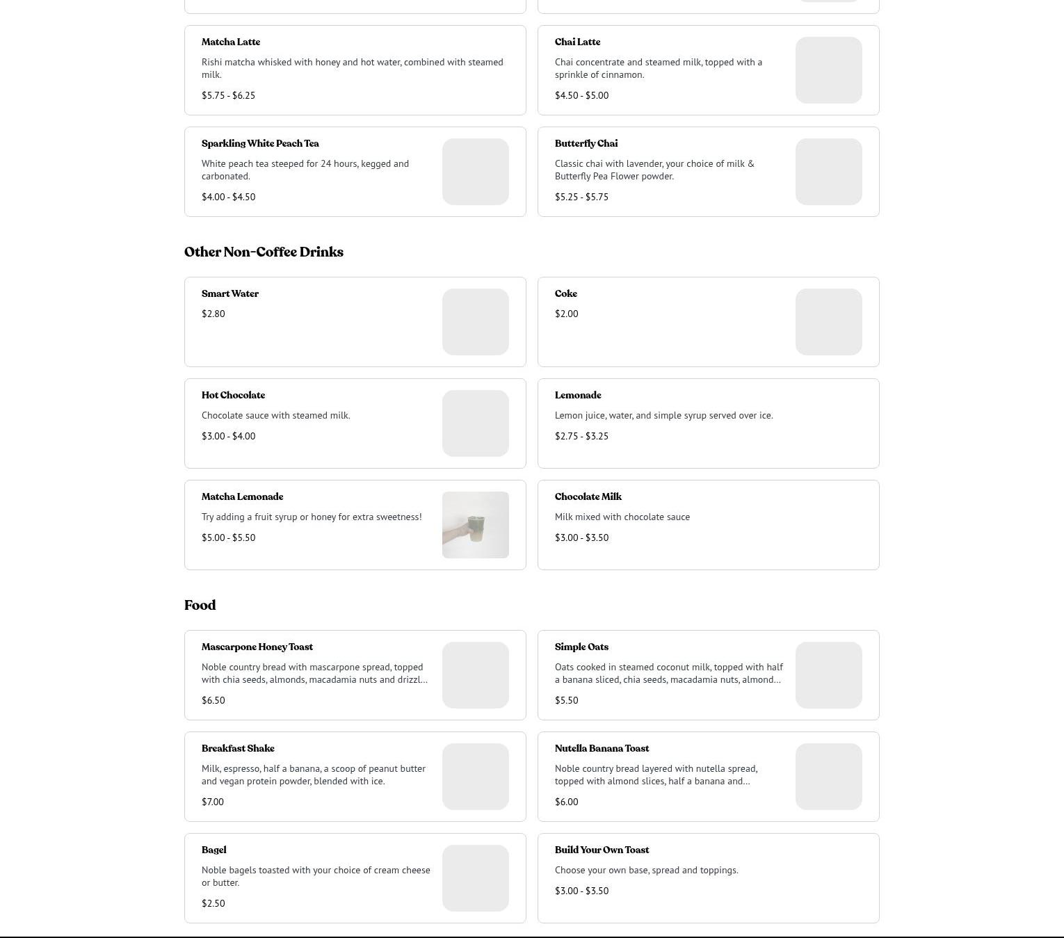 Palette Collective Menu