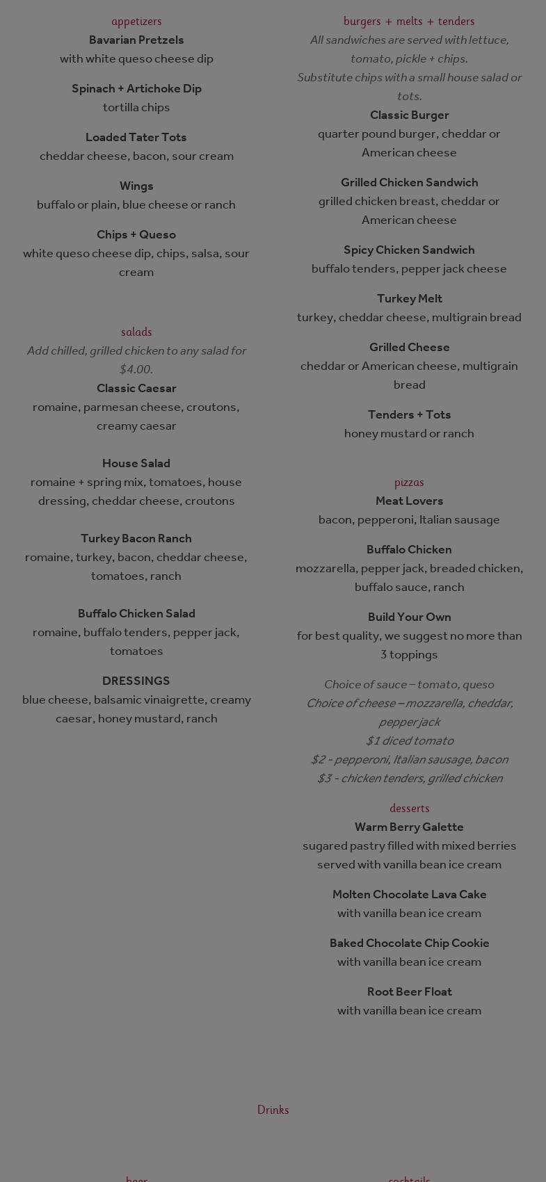 The Kitchen + Bar Menu