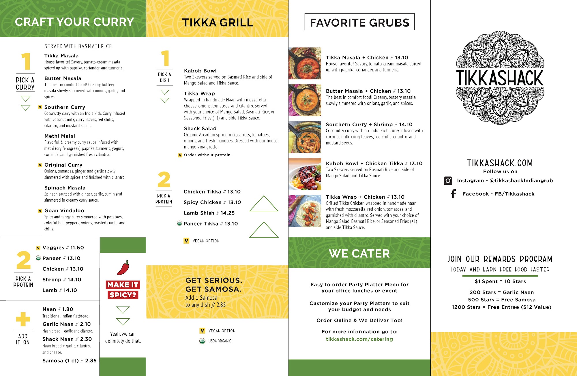 Tikka Shack Indian Grub Menu