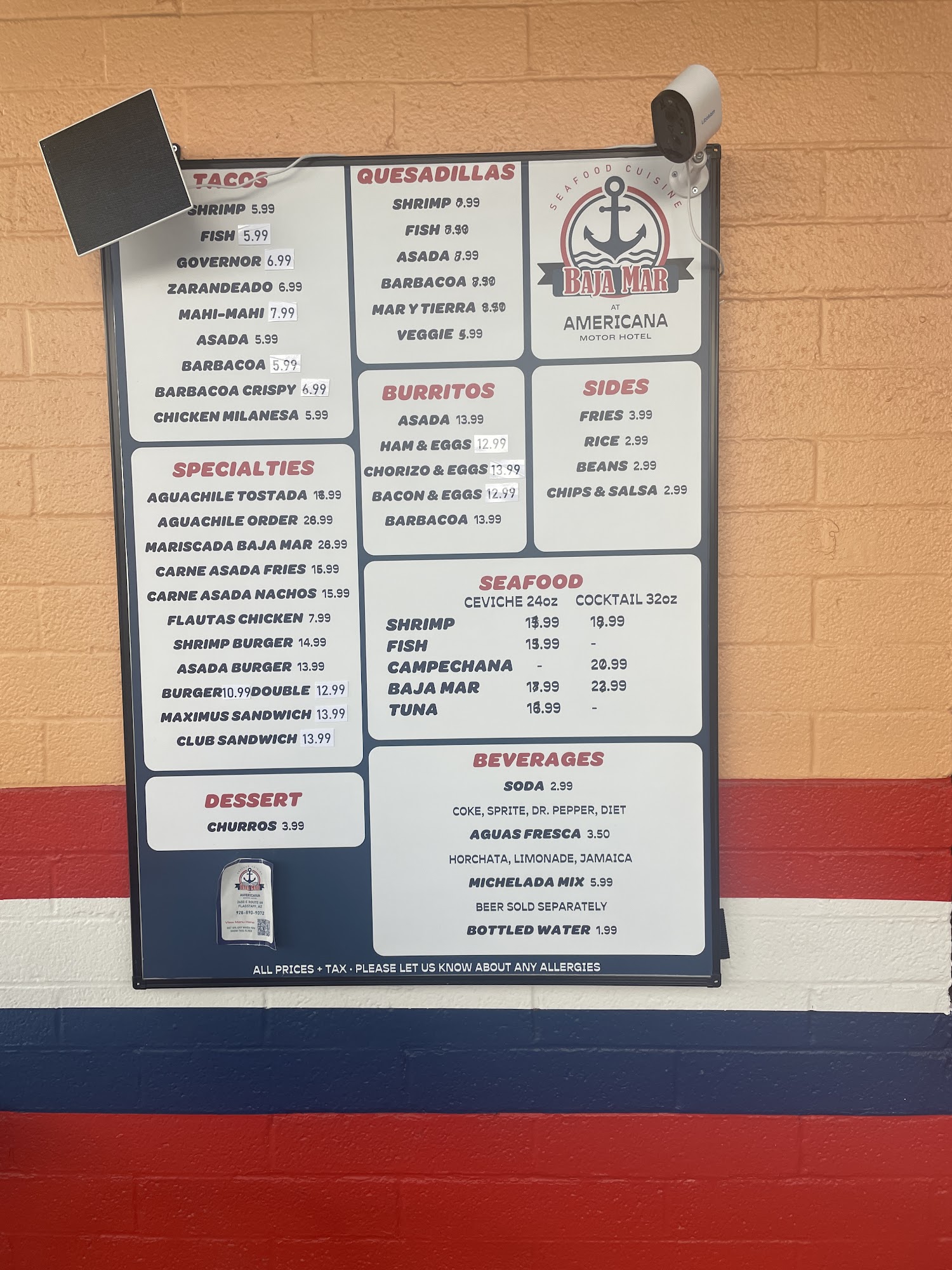 Baja Mar at Americana Motor Hotel Menu