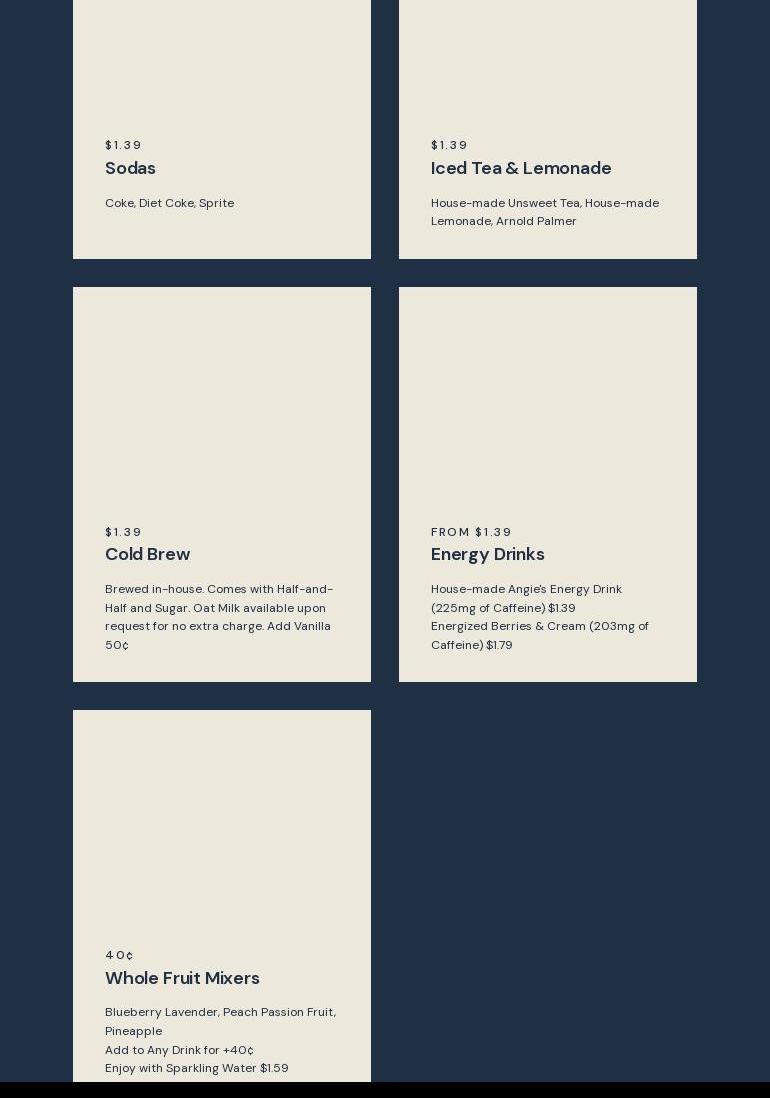 Angie's Menu