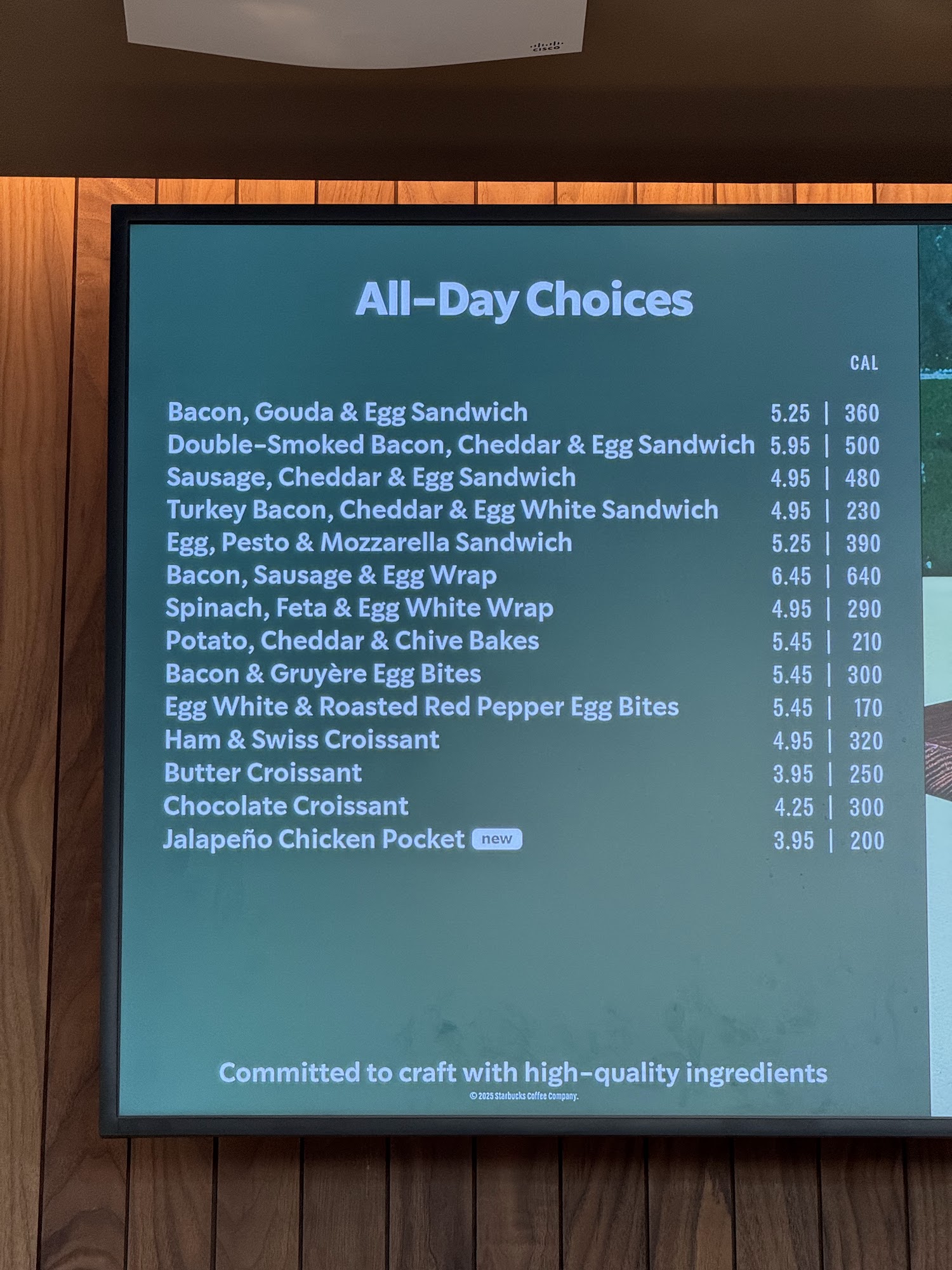 Starbucks Menu