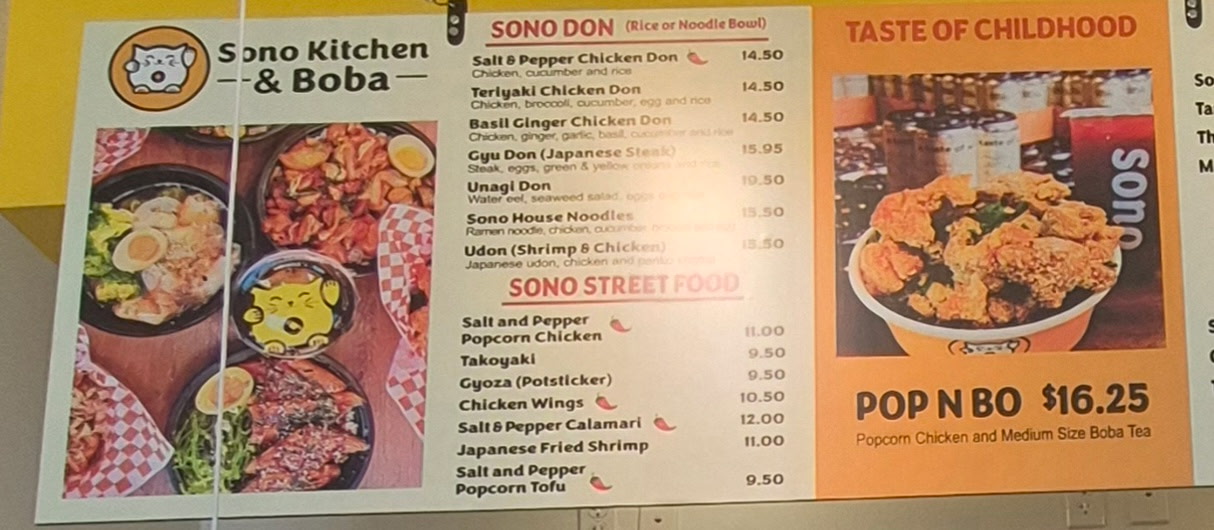 SONO Kitchen & Boba Menu