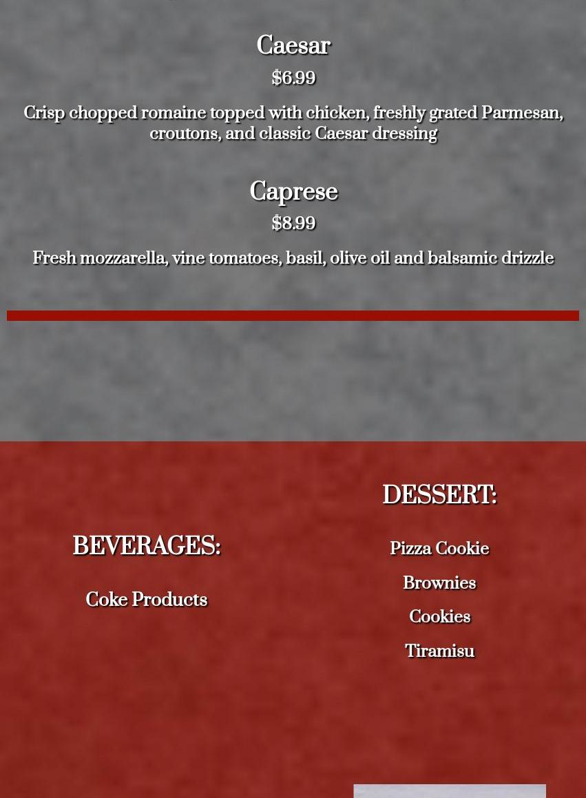Grotti's Pizza Menu