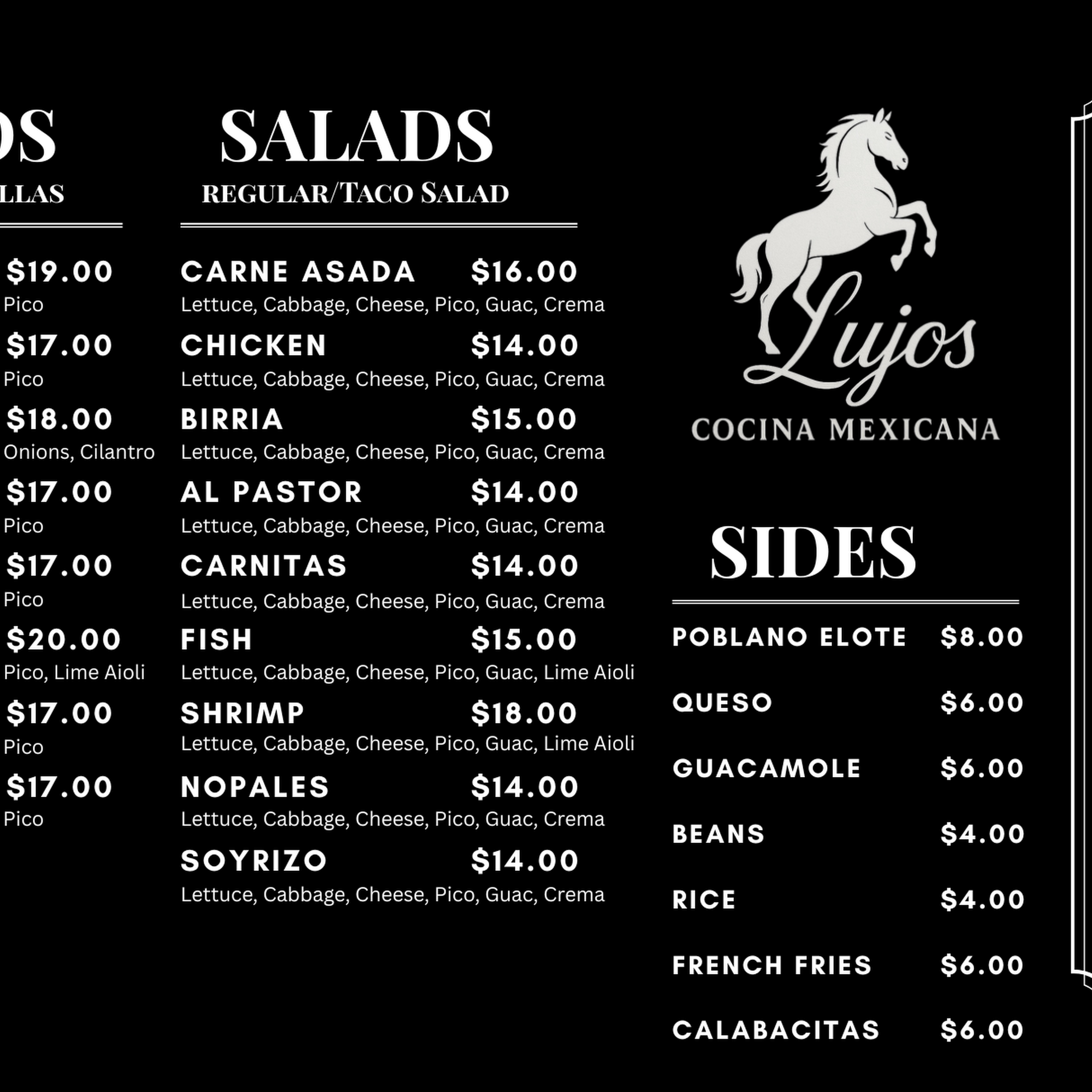 Lujos Cocina Mexicana Menu