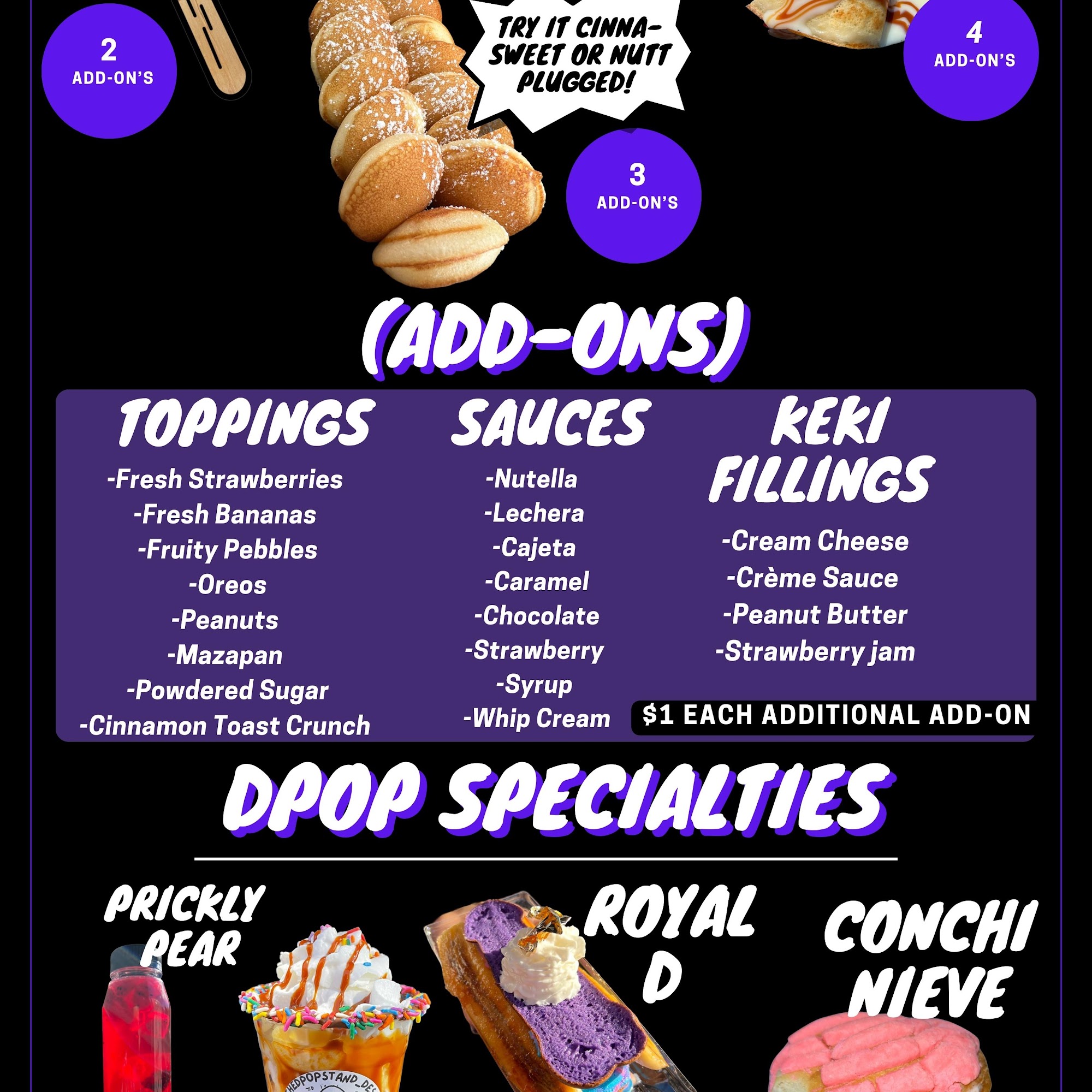 The D-pop Stand & Desserts LLC Menu