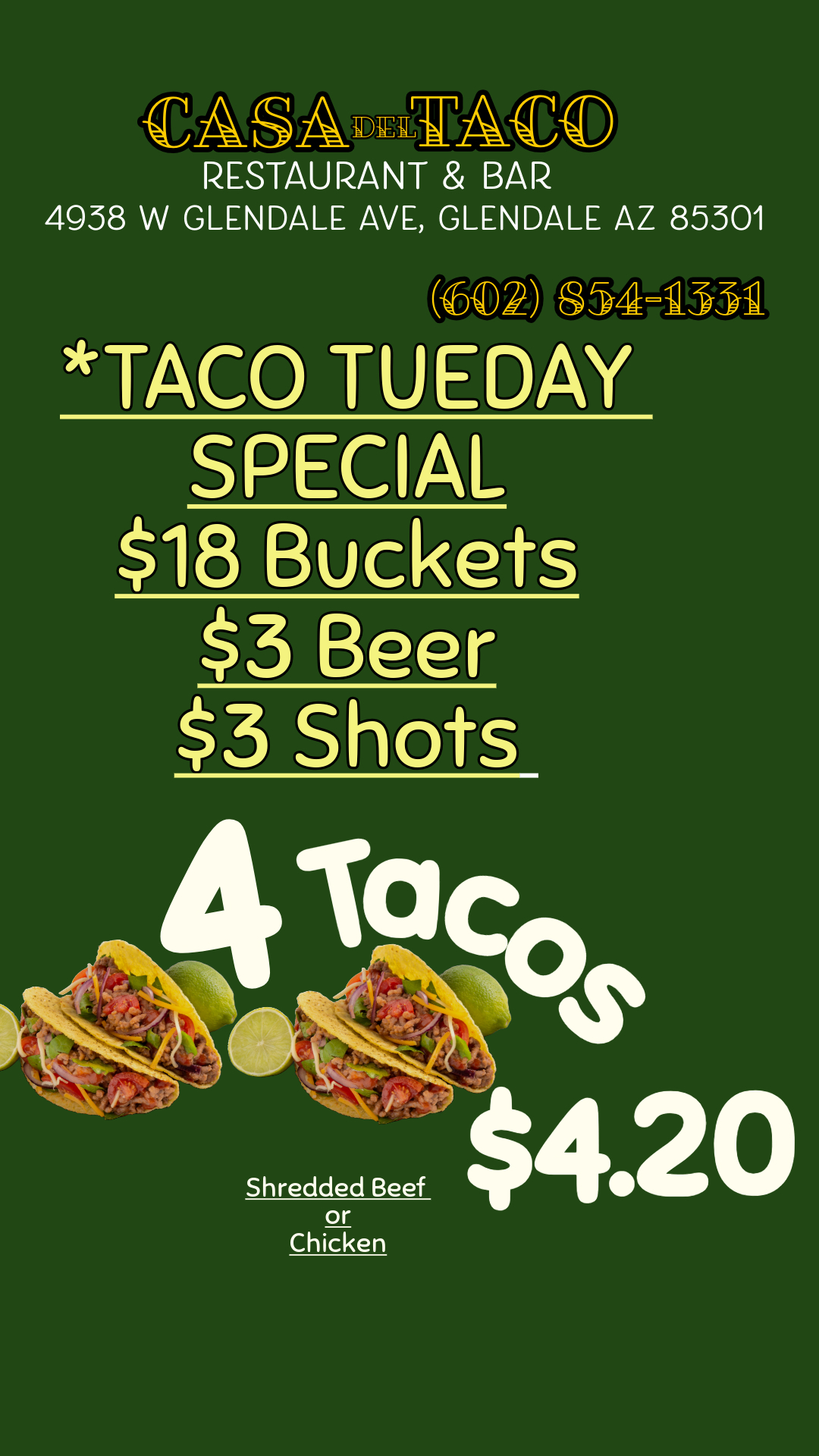 Casa Del Taco Menu