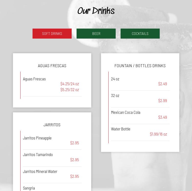 Calitacos Restaurant Glendale Menu