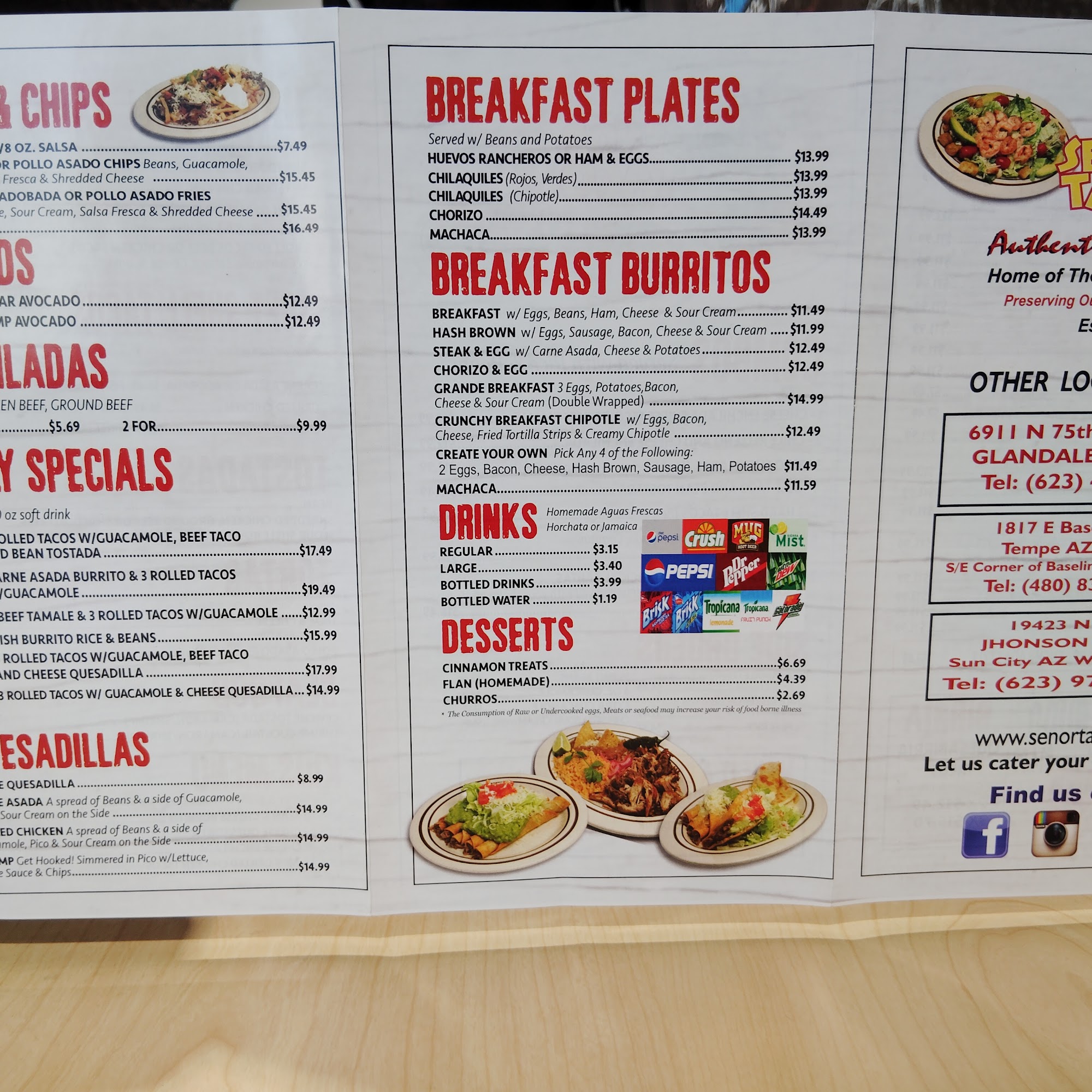 Senor Taco Menu