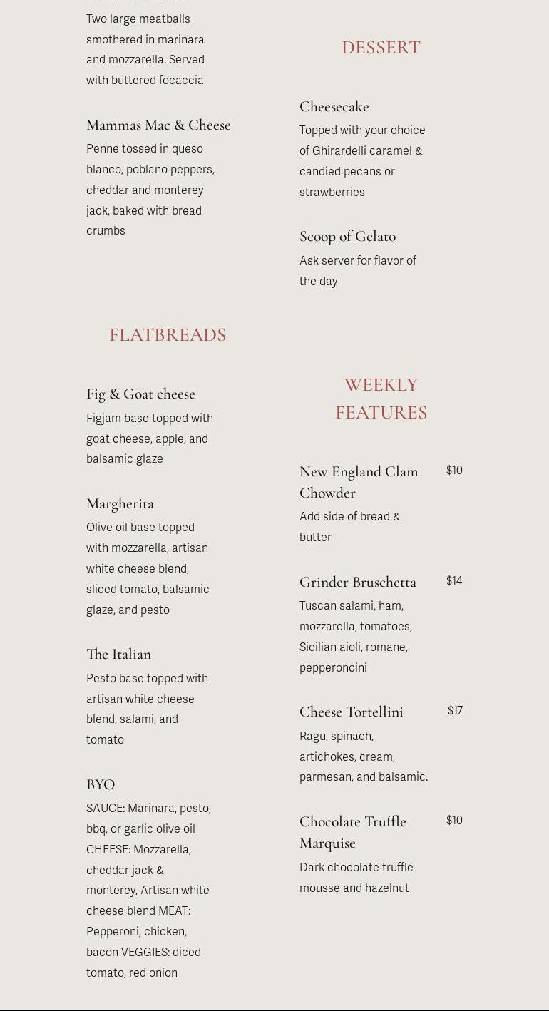 Sip at the Ranch Menu